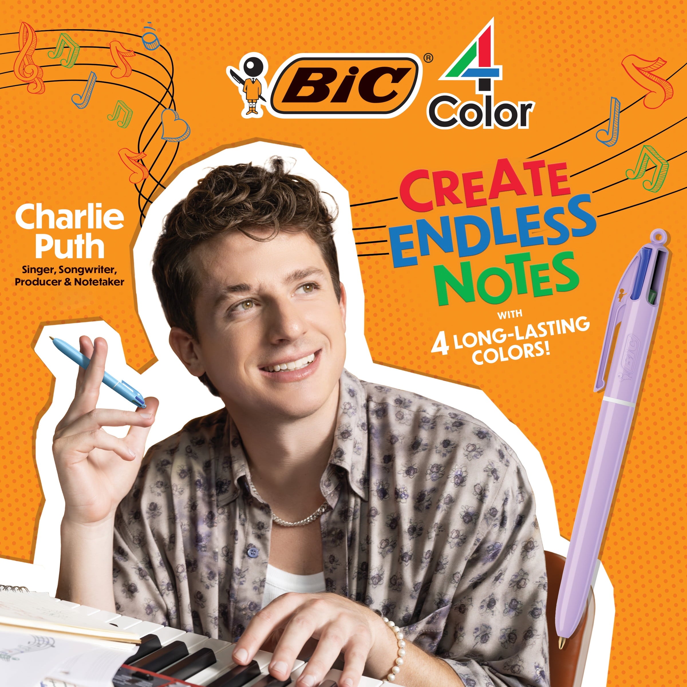 BIC 4 Color Ballpoint Pen, Medium Point, 1.0 mm, Assorted Pastel Ink, 2 Count