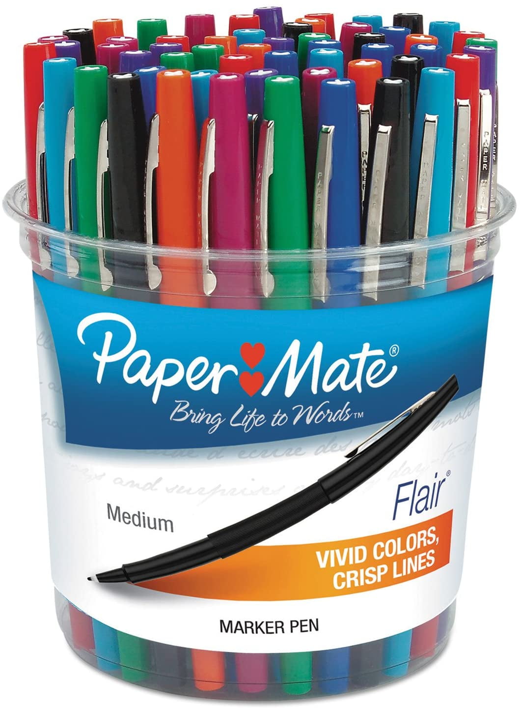 Paper Mate Flair Felt Tip Pens, Medium Point, Assorted Colors, Set of 48