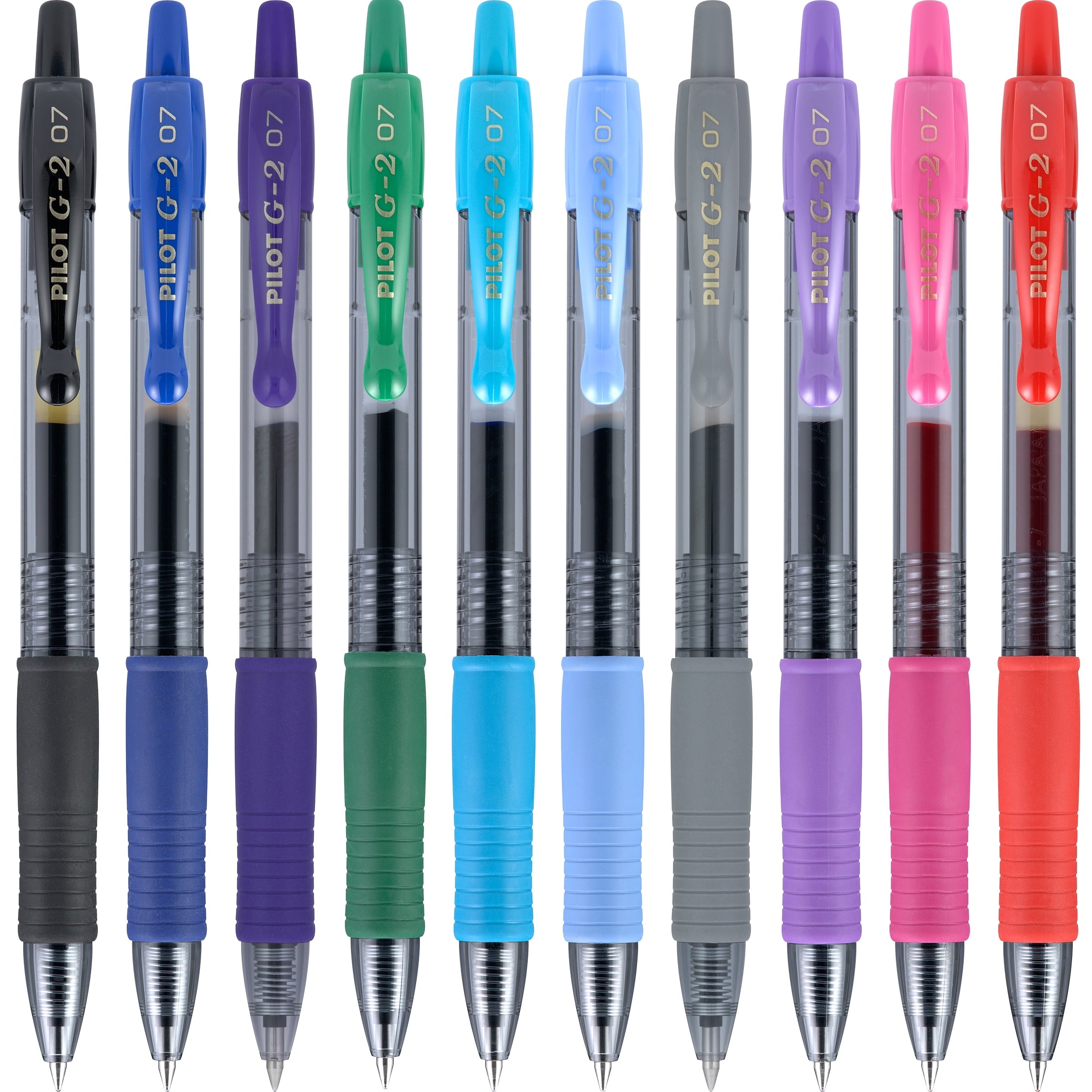 Pilot G2 Retractable Gel Ink Pens, Fine Point, Assorted Ink, 10 Count