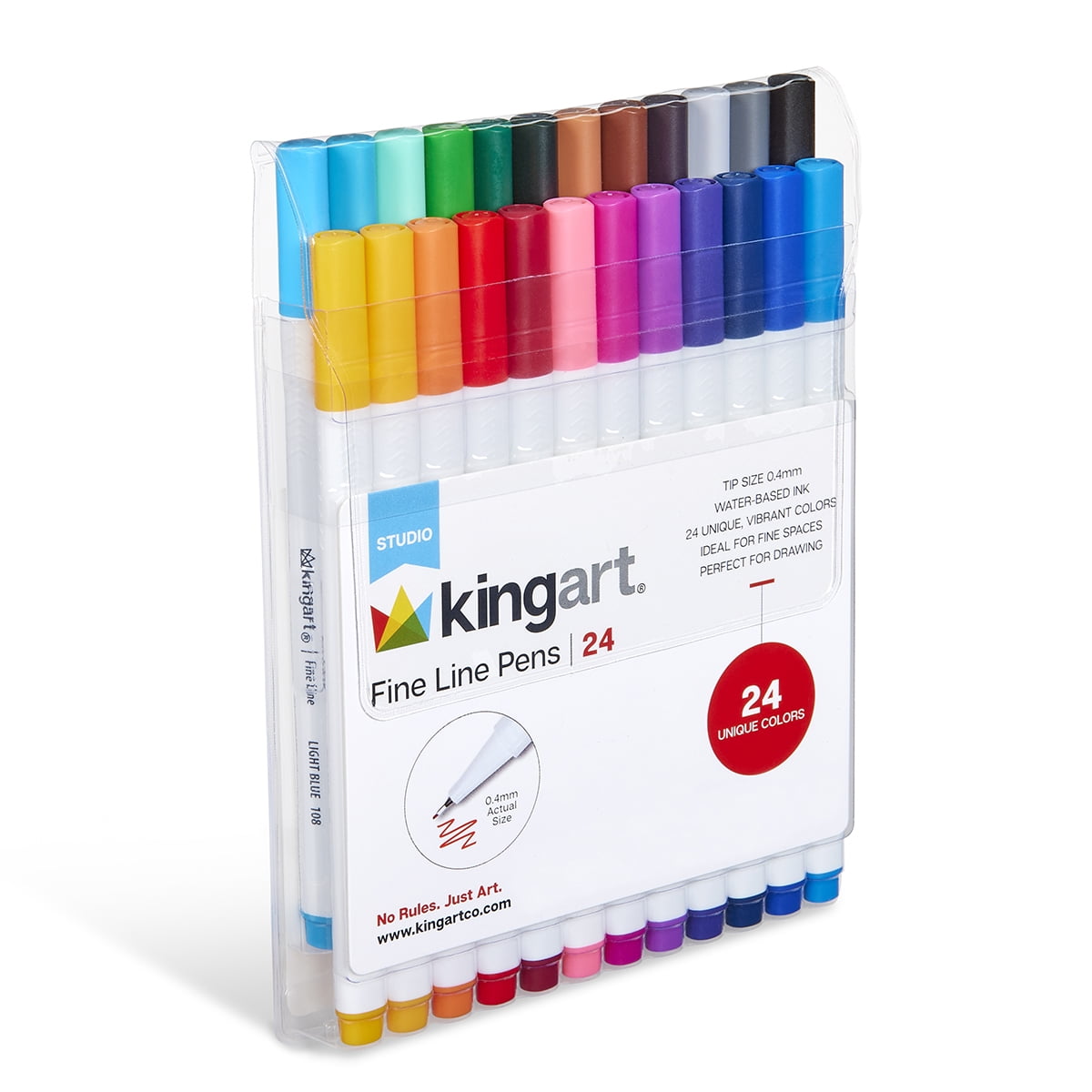KINGART 24pc Fine Line Color Ink Pens, Size 04 mm
