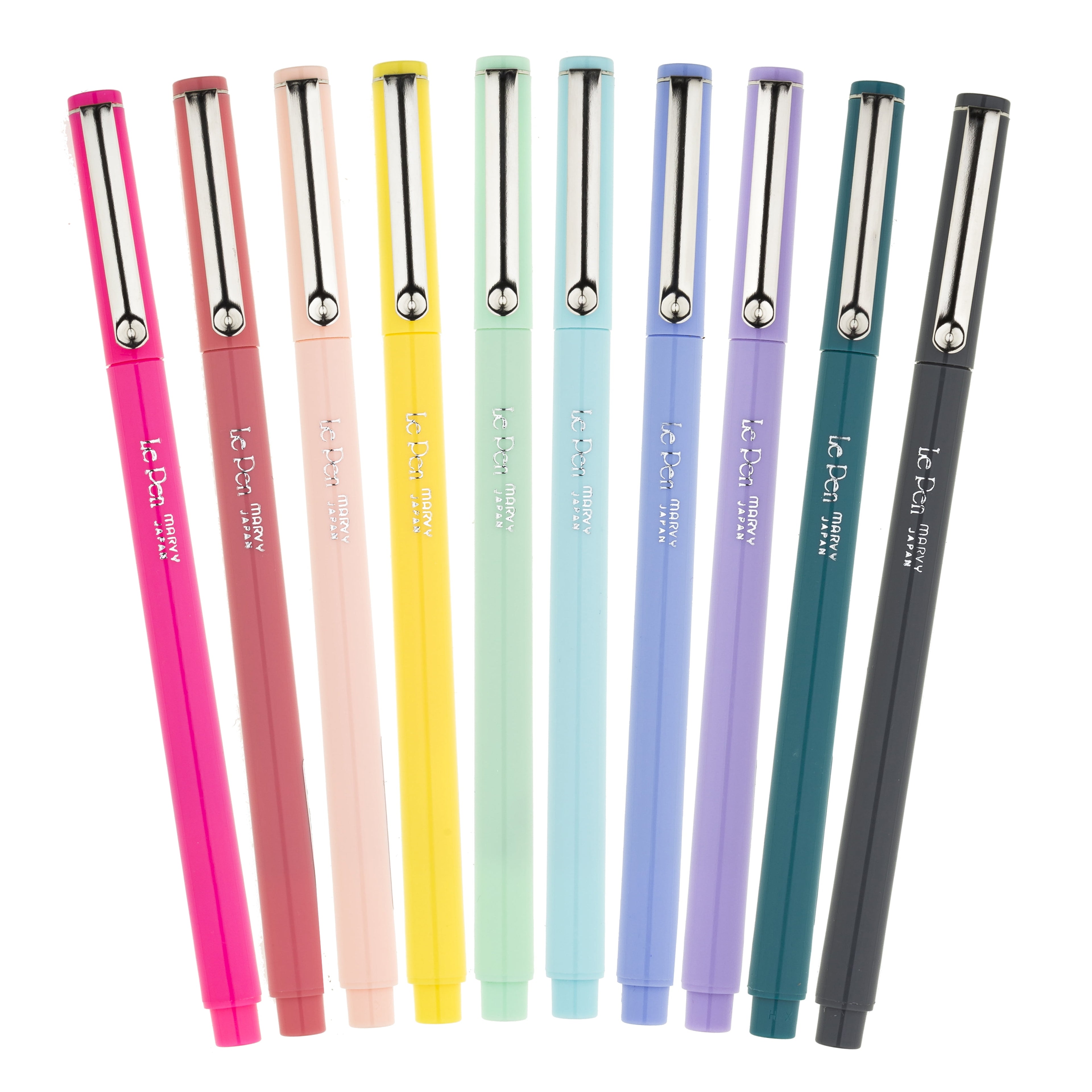 Le Pen Brand Felt Tip Pens, Pastel Color, Medium Point, .3mm tip,10 Count Assorted