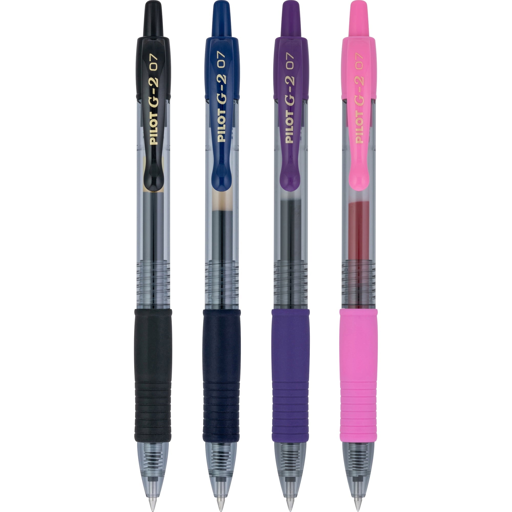 Pilot G2 Harmony Gel Pens, Fine Point, 0.7 mm, Clear Barrels, Assorted Ink, Pack Of 4 Pens