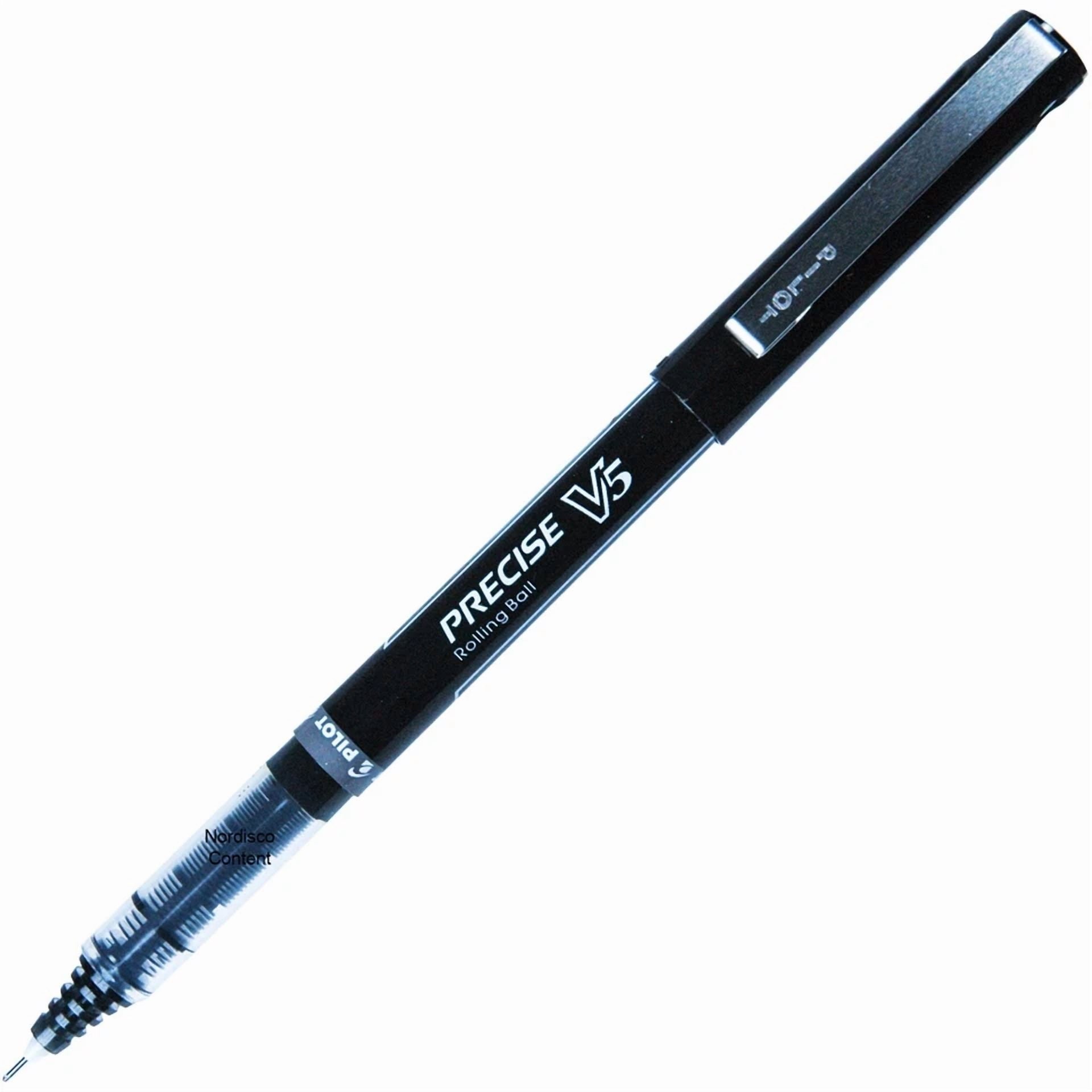 Fyna -Pilot Precise V5 35334 Black Ink 0.5Mm Extra Fine Rolling Ball Pen, Box Of 12