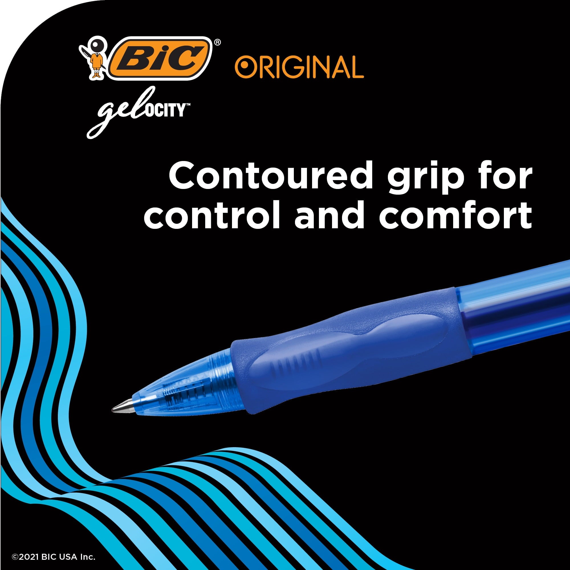 BIC Gelocity Original Blue Gel Pens, Medium Point (0.7mm), 12-Count Pack