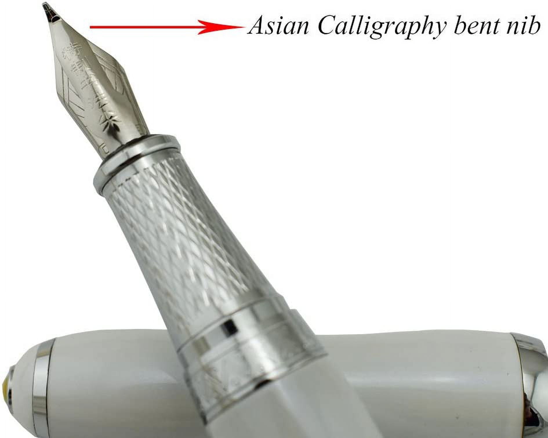 Duke Fude Nib Fountain Pen Medium to Broad Nature Mother Pearl on Cap with Pen Pouch sketching Art Drawing Signature Calligraphy Pen Case Set
