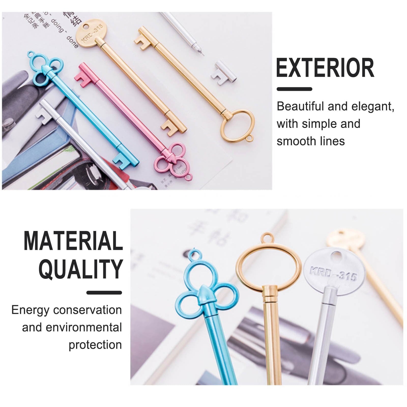 Matoen Retro Key Shape Gel Pen Vintage Black Ink Ballpoint Pens Cute Fine Point Pen Kawaii Decorative Pens for Office Stationary Drawing Writing