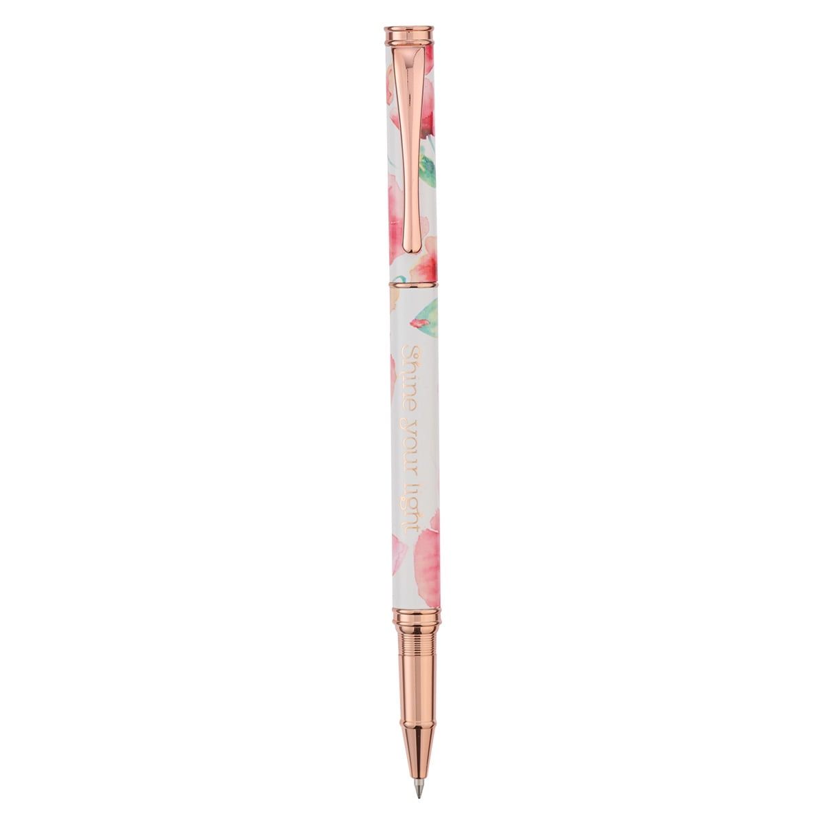 Heartfelt Ballpoint Pen Floral Coral Poppies Shine Your Light, Gel Ink Black, .5mm Fine (General merchandise)