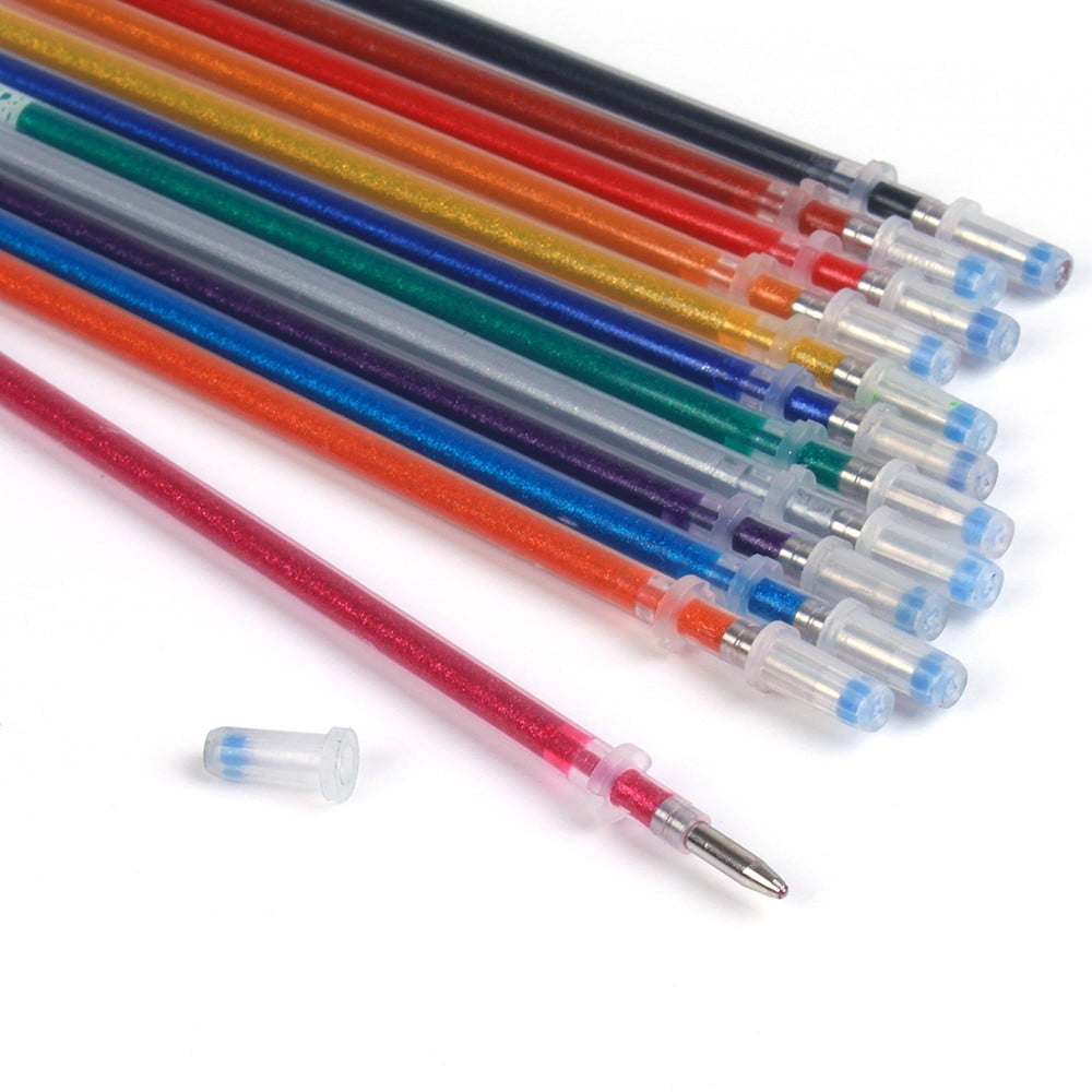48pcs Gel Pens Gel Refills Rollerball Neon Glitter Pen Drawing Colors 60ml