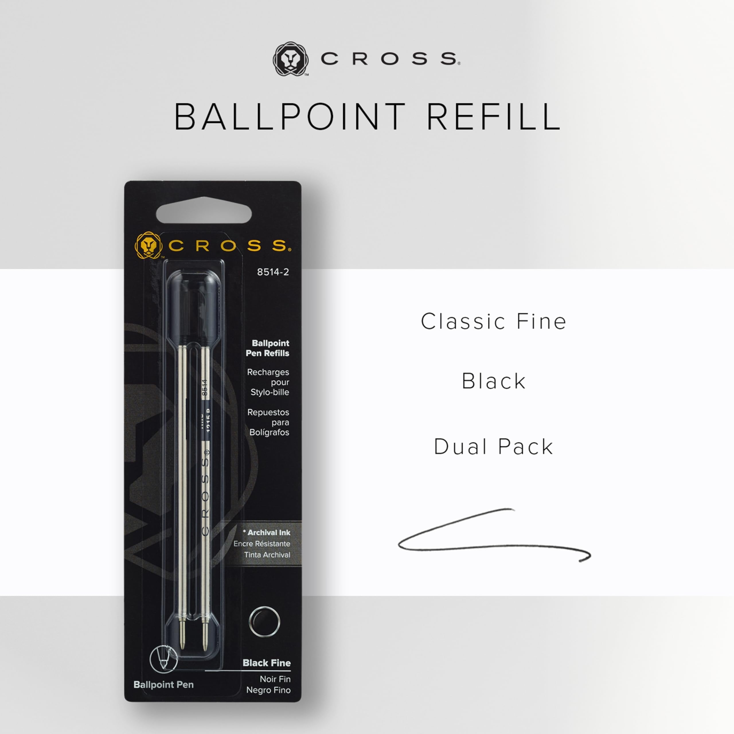 Cross Ballpoint Pen Refill - Black - Fine - Dual Pack