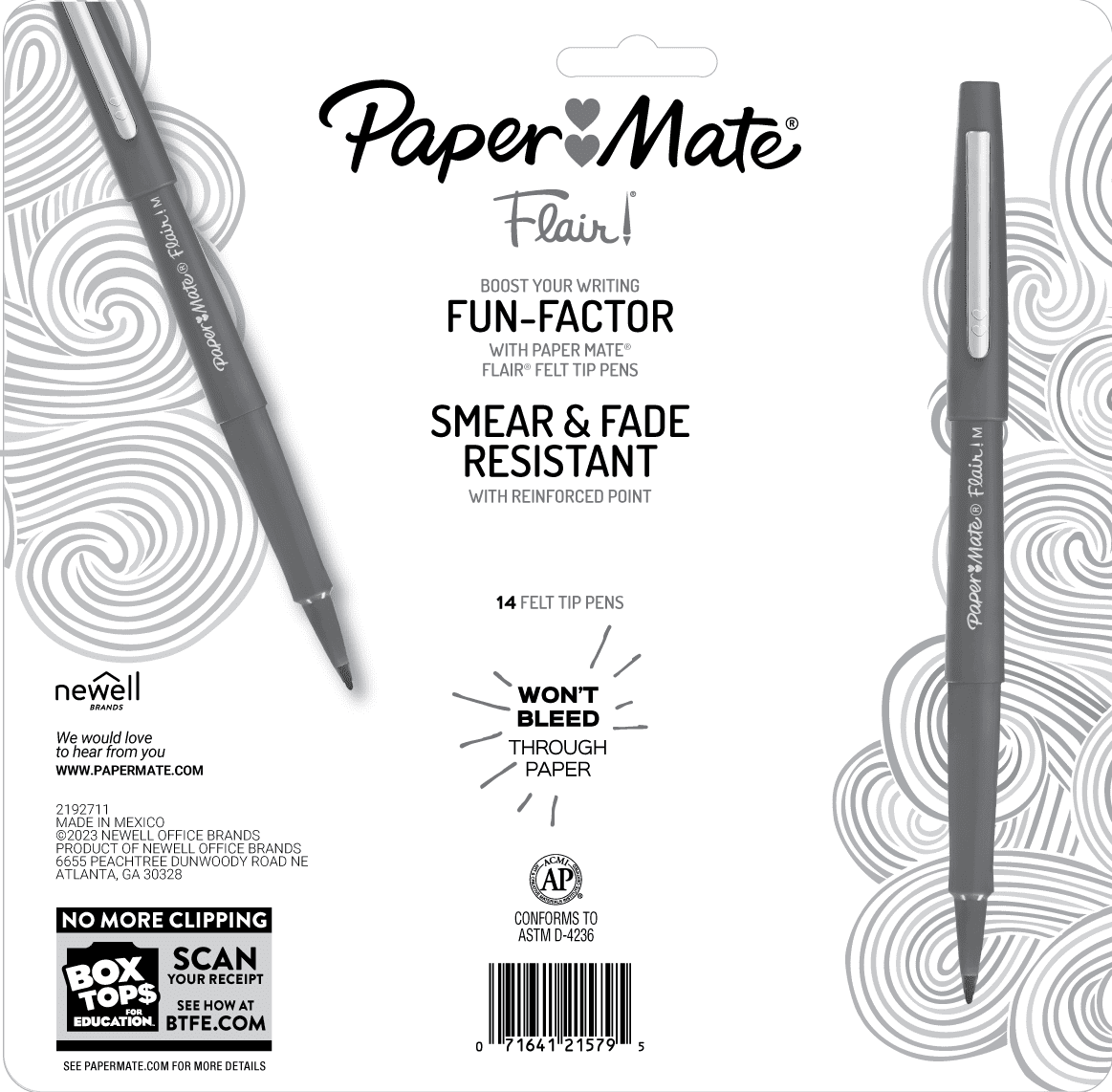 Paper Mate Flair Felt Tip Pens, Medium Point (0.7mm), Assorted Colors, 14 Count