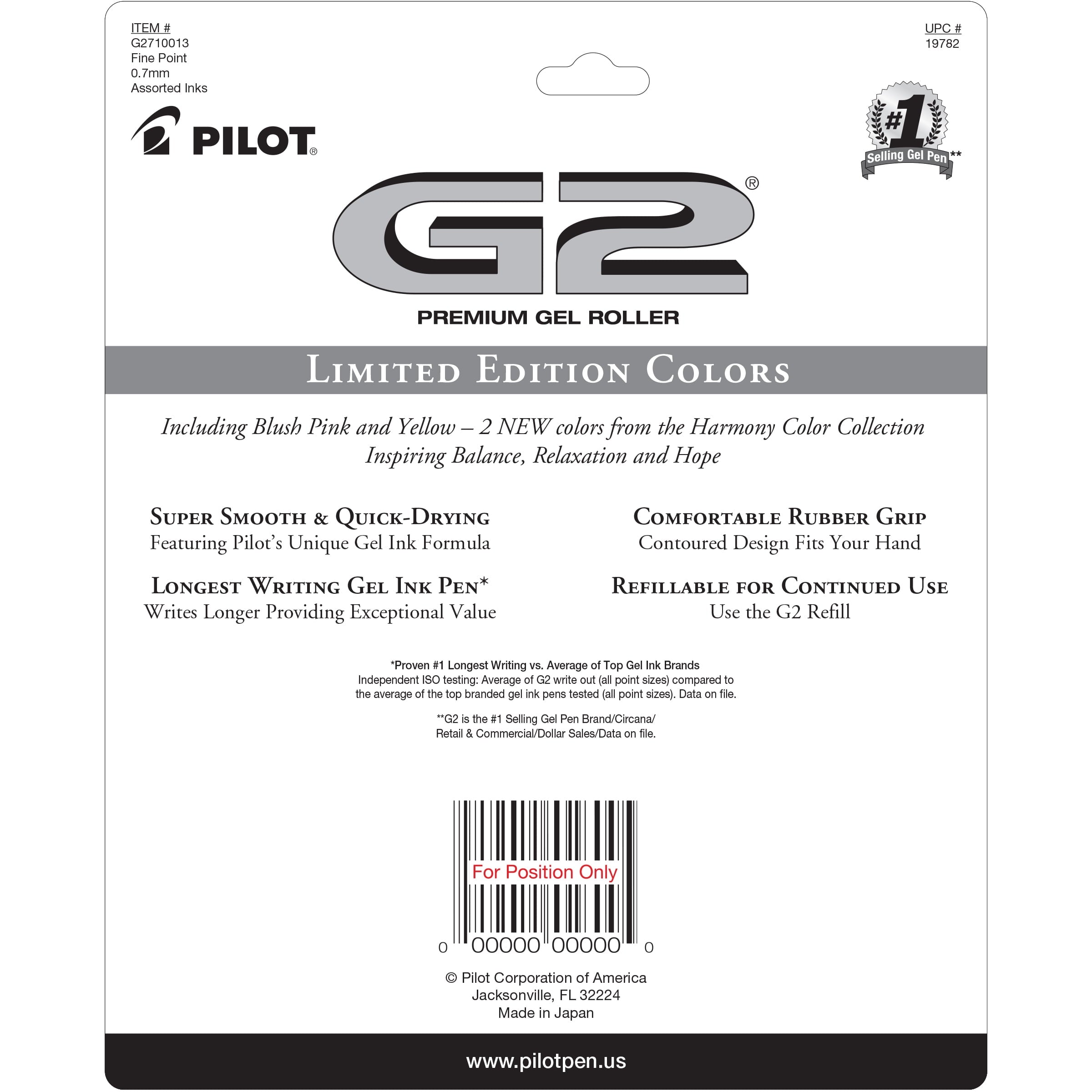 Pilot G2 Premium Retractable Gel Ink Pens, Fine Point, Assorted Ink, 10 Count