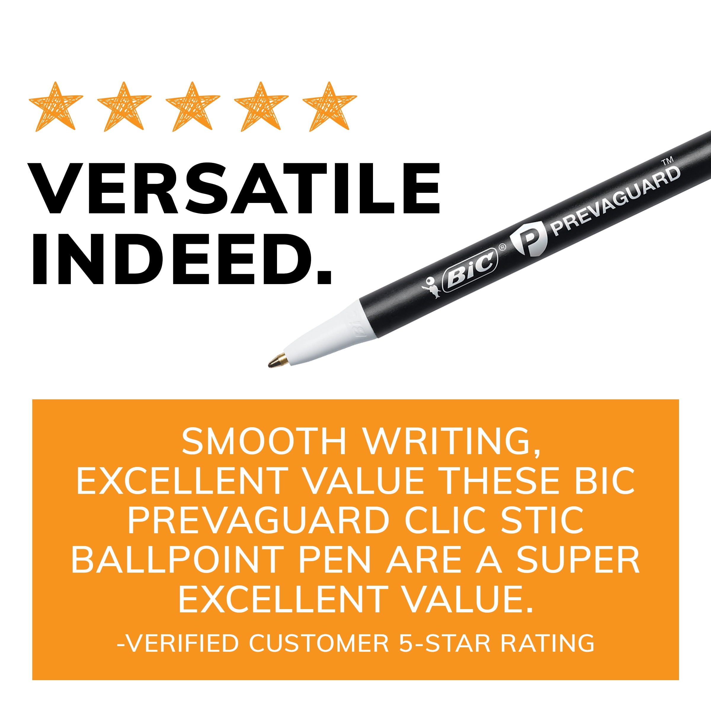 BIC Prevaguard Retractable Ball Pen, Medium (1.0mm), Black, 12 Count
