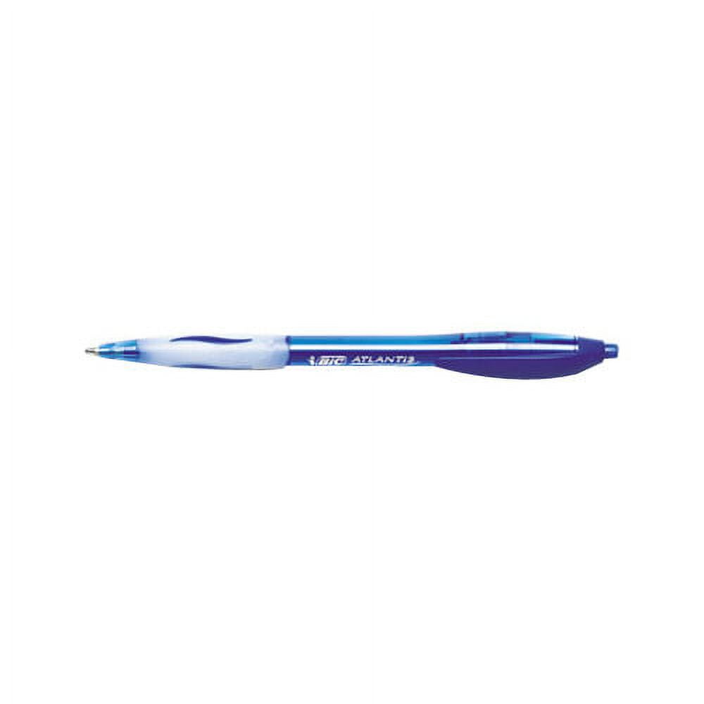 BIC Atlantis Retractable Pens Medium Pen Point - 1 mm Pen Point Size - Blue - Clear Barrel - 12 / Dozen