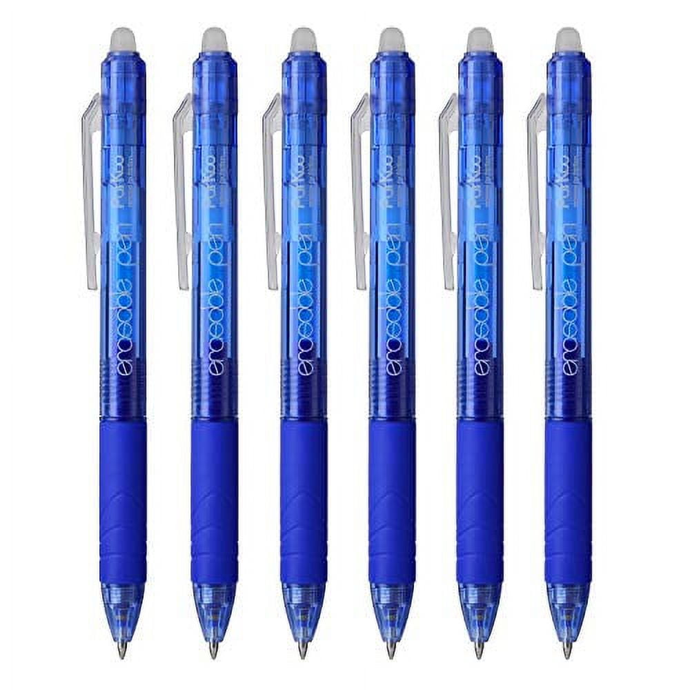 ParKoo Retractable Erasable Gel Pens Clicker, Fine Point 0.7mm, Make Mistake Disappear, Blue Ink for Note Taking and Crossword Puzzles, 6-Pack