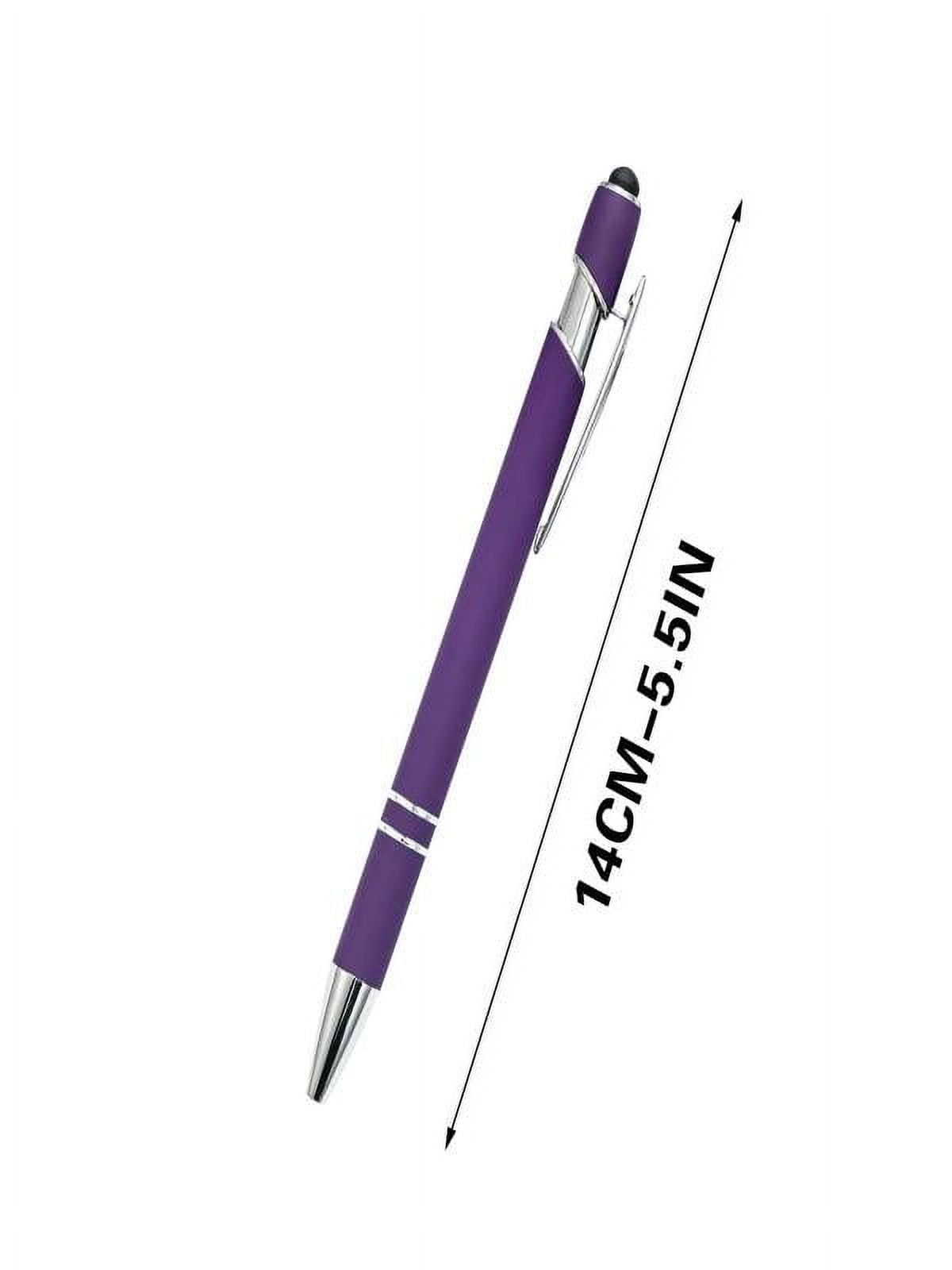 Mouliraty Retractable Metal Ballpoint Pen with Stylus Nib, Aluminum Barrel, Smooth Writing, 1.5mm Ink,  Purple