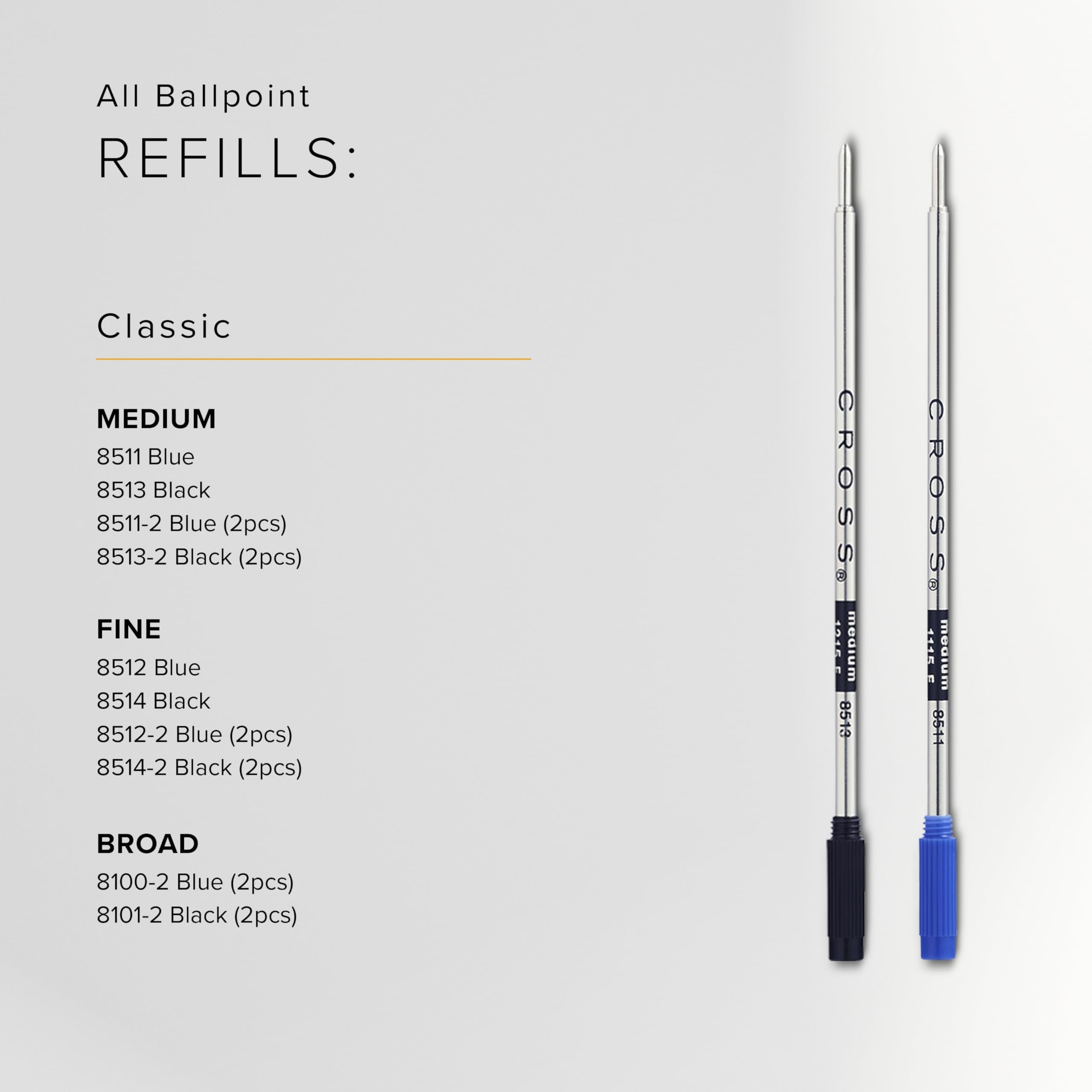 Cross Ballpoint Pen Refill - Black - Fine - Dual Pack