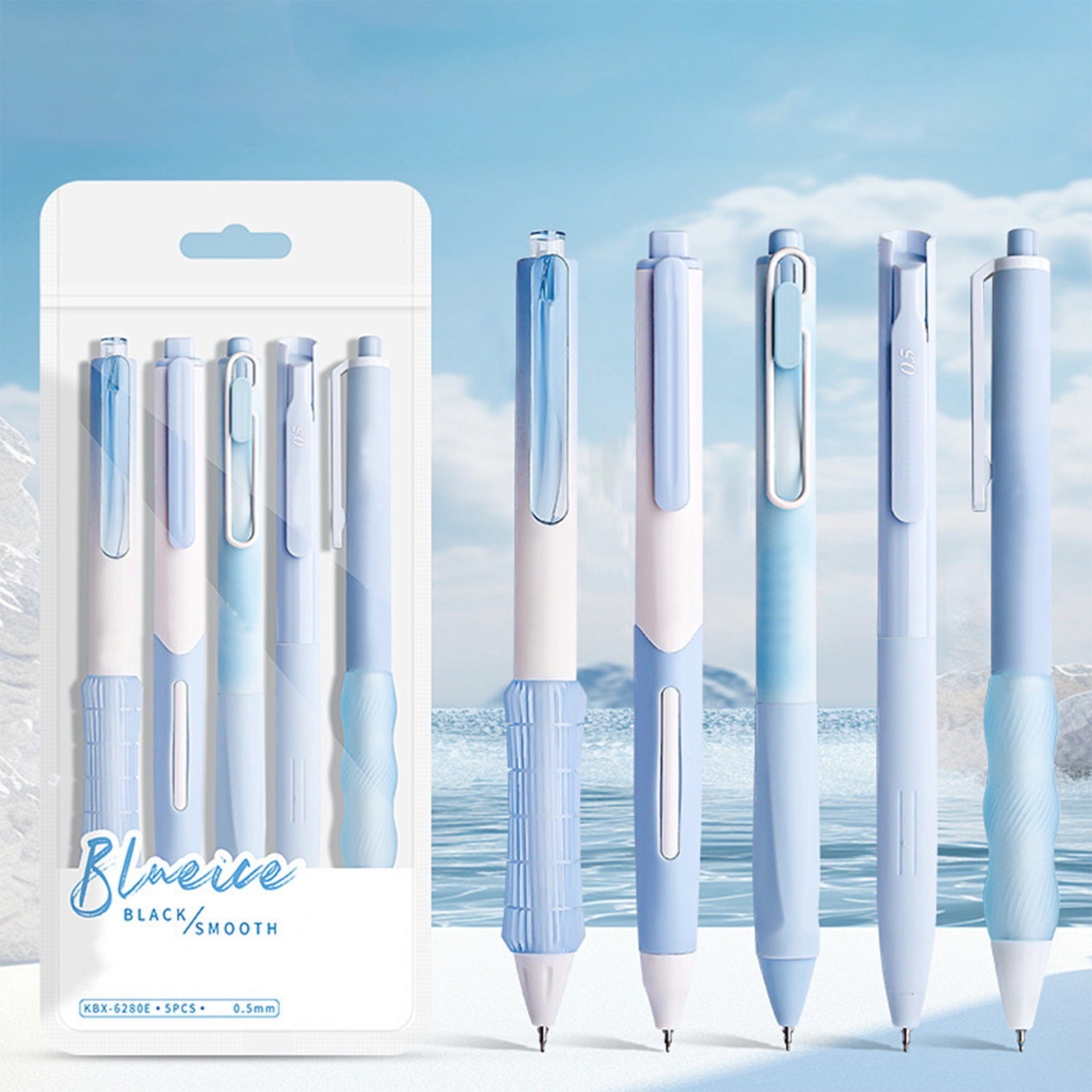 PPLoney 5 Pack 0.5mm Fast Drying Gel Pens - Smooth Writing, Convenient Press Design, Ideal for Exams, Office Work, and More - Clear Ink Level View, Lightweight and Portable