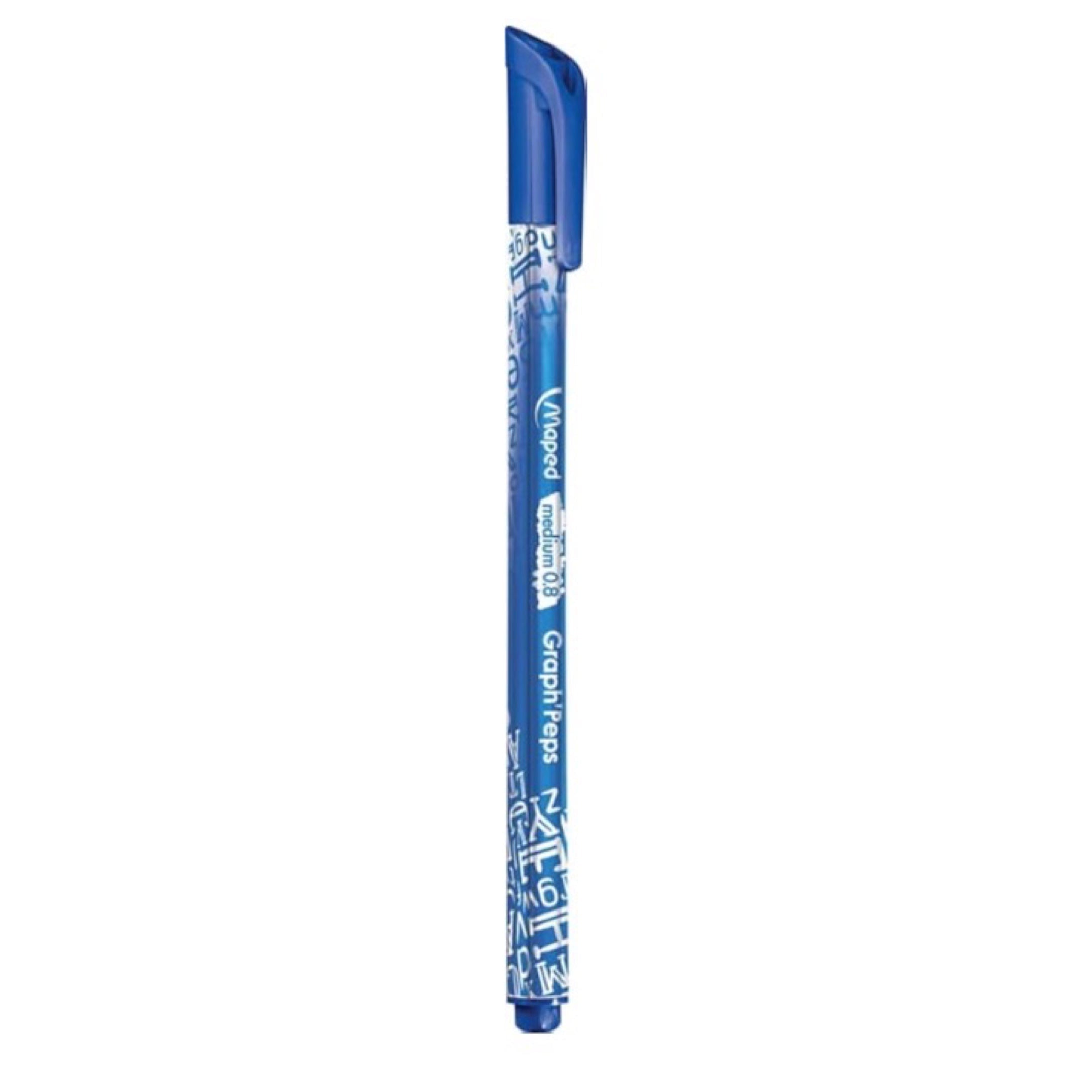 Maped Graph'Peps Medium Tip Triangular Felt Pens in Reusable Case - 12 Colors, Multi-Color