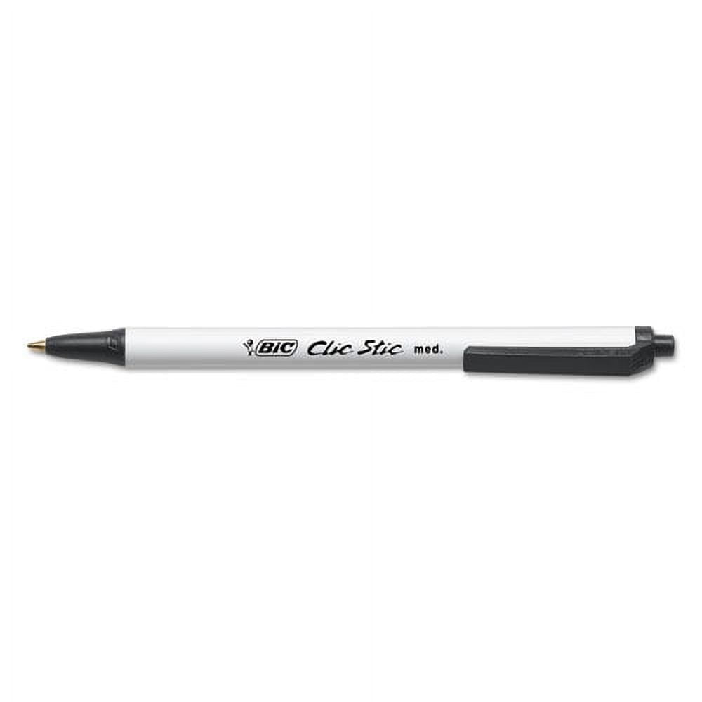Clic Stic Ballpoint Pen Value Pack, Retractable, Medium 1 Mm, Black Ink, White Barrel, 24/pack | Bundle of 2 Packs