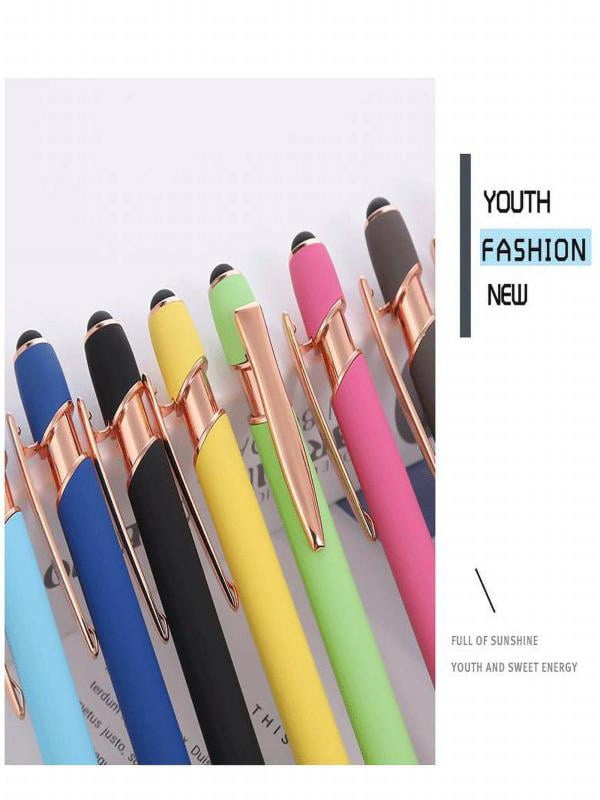 Mouliraty Retractable Metal Ballpoint Pen with Stylus Nib, Aluminum Barrel, Smooth Writing, 1.5mm Ink,  Purple