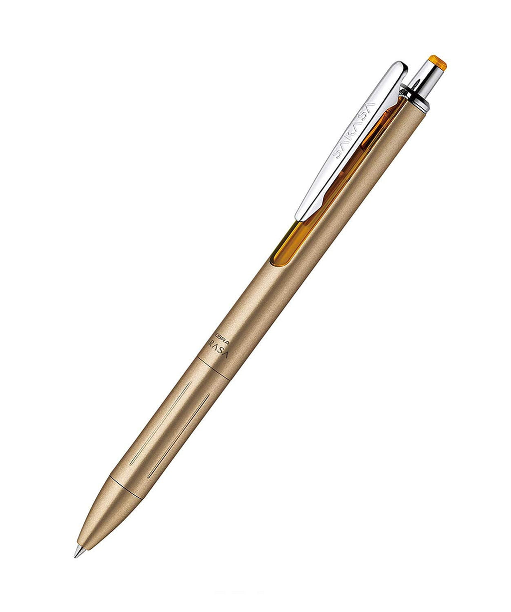 Zebra Sarasa Grand, Retractable Gel Ink Pen, Gold Barrel, Medium Point, 0.7mm, Black Ink, Sold as 3 Pack
