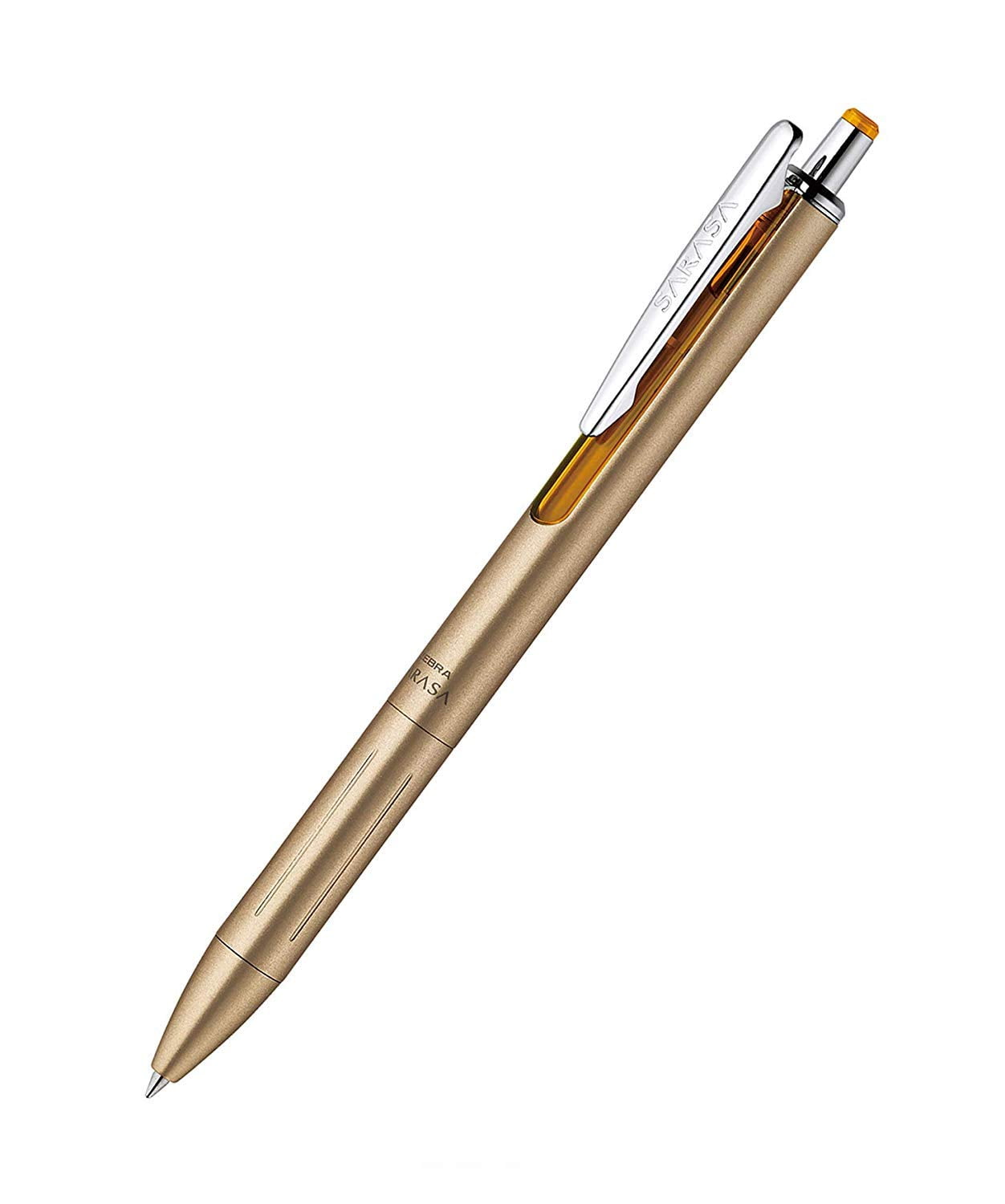 Zebra Sarasa Grand, Retractable Gel Ink Pen, Gold Barrel, Medium Point, 0.7mm, Black Ink, Sold as 3 Pack