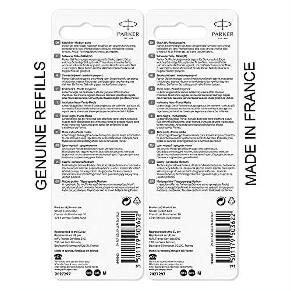 Parker Gel Rollerball Pen Refill, Medium Point, Black ink, 4 Pack