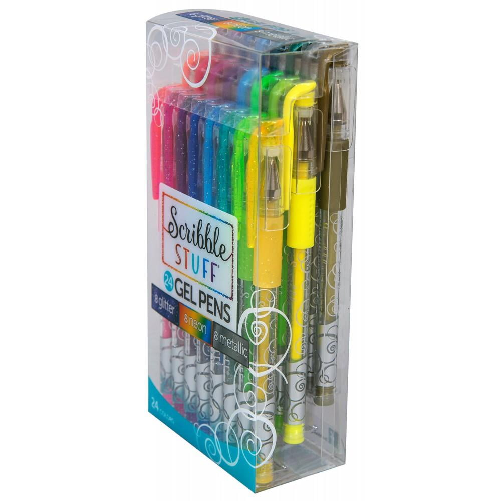 Scribble Stuff Gel Pens – 24 Count, Glitter, Neon & Metallic Inks, Assorted Colors
