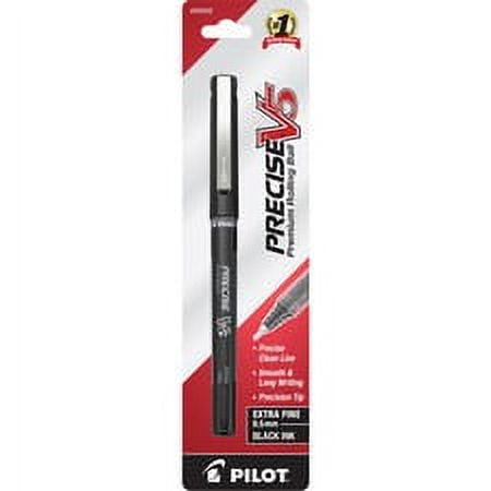 Pilot Precise V5 Extra-Fine Premium Capped Rolling Ball Pens - Extra Fine Pen Point - 0.5 mm Pen Point Size - Needle Pen Point Style - Black - Black Barrel - 1 / Pack | Bundle of 5