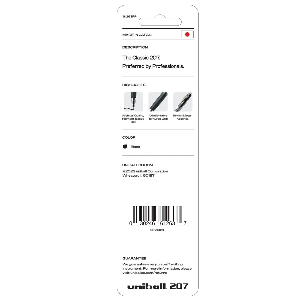 Uniball 207 Retractable Gel Pens, Micro Point (0.5mm), Black Ink Gel Pens, 2 Count