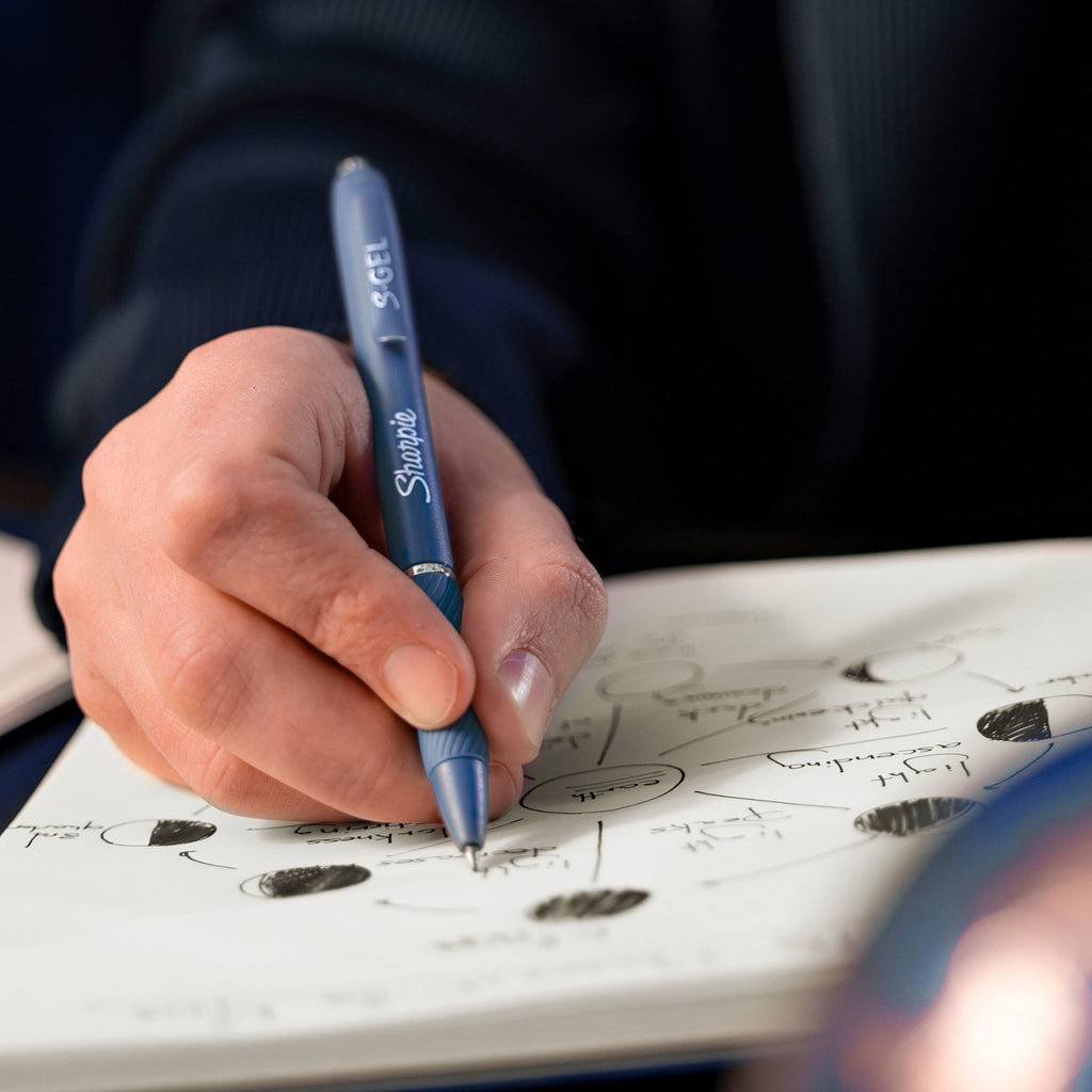 Sharpie S-Gel, Gel Pens, Medium Point (0.7mm), Moonlit Midnight Barrel, Black Ink, 4 Count