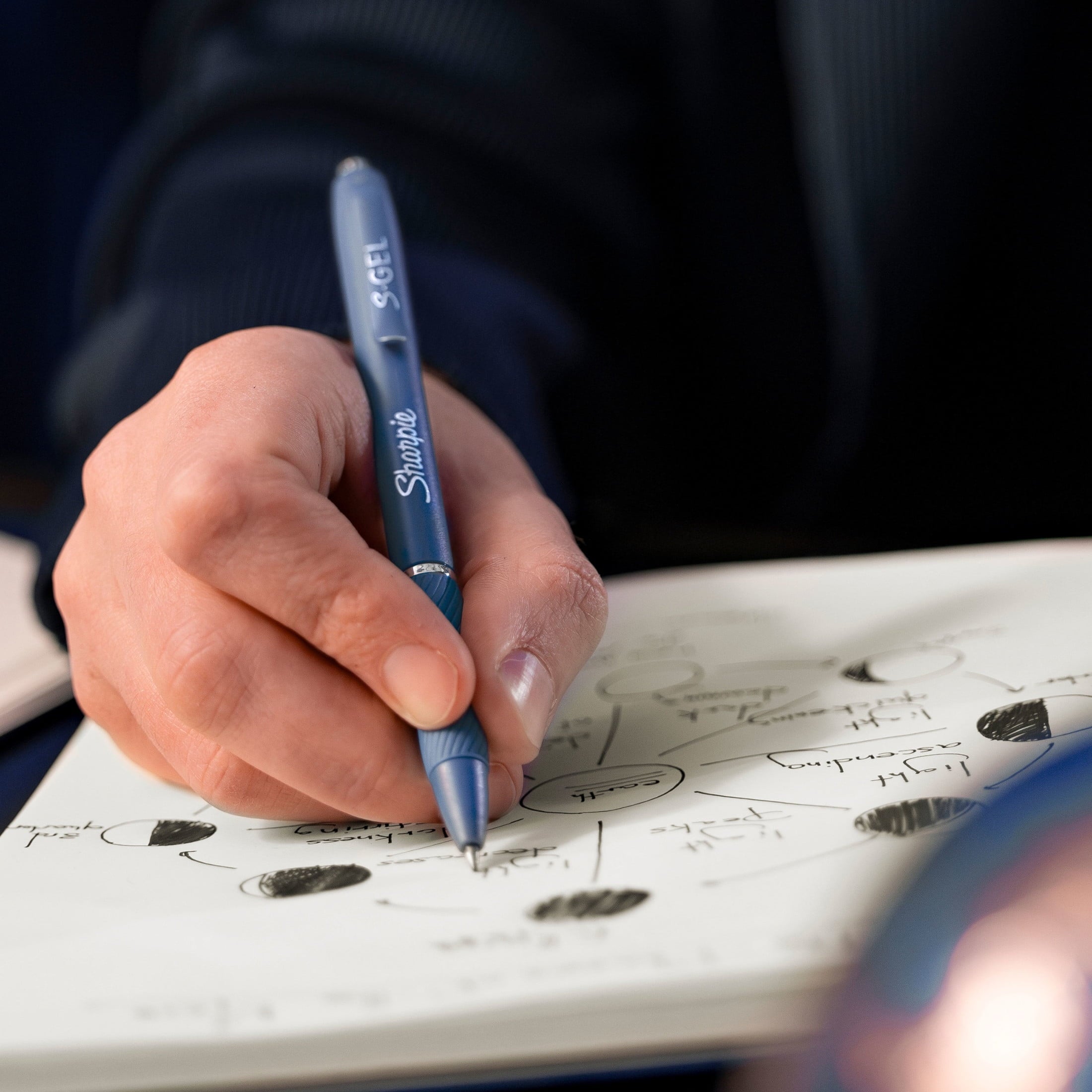 Sharpie S-Gel, Gel Pens, Medium Point (0.7mm), Moonlit Midnight Barrel, Black Ink, 4 Count