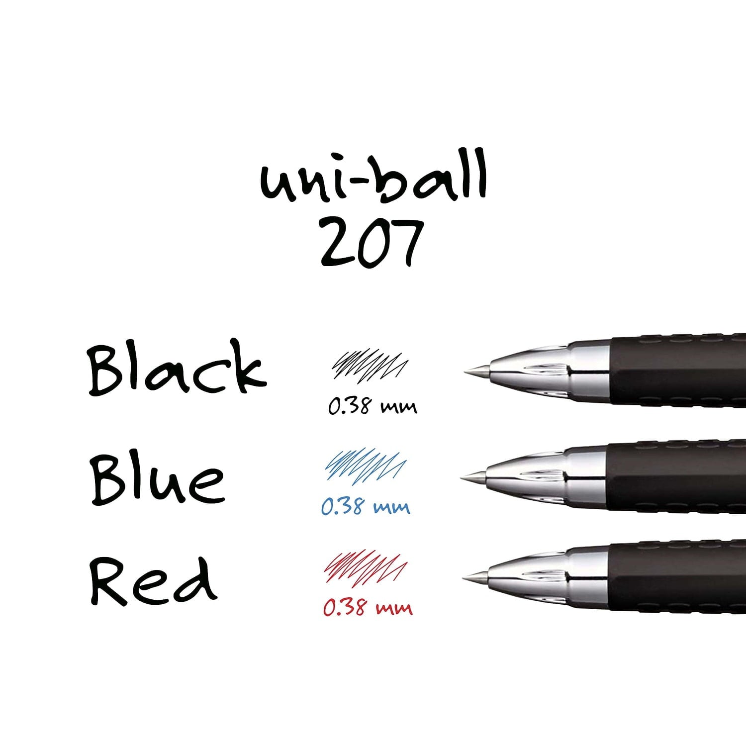 uni-ball® 207™ Retractable Fraud Prevention Gel Pens, Ultra Micro Point, 0.38 mm, Translucent Black Barrels, Black Ink, Pack Of 4