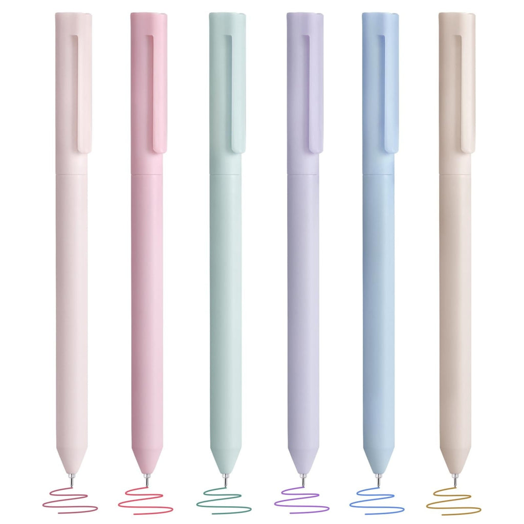 Zerbueate Pastel Colored Gel Pens - Prime Sale! 6PCS No-Smear Retractable Gel Ink Pens, 0.5mm Fine Point, Perfect for Journaling, Note Taking, and Aesthetic Writing
