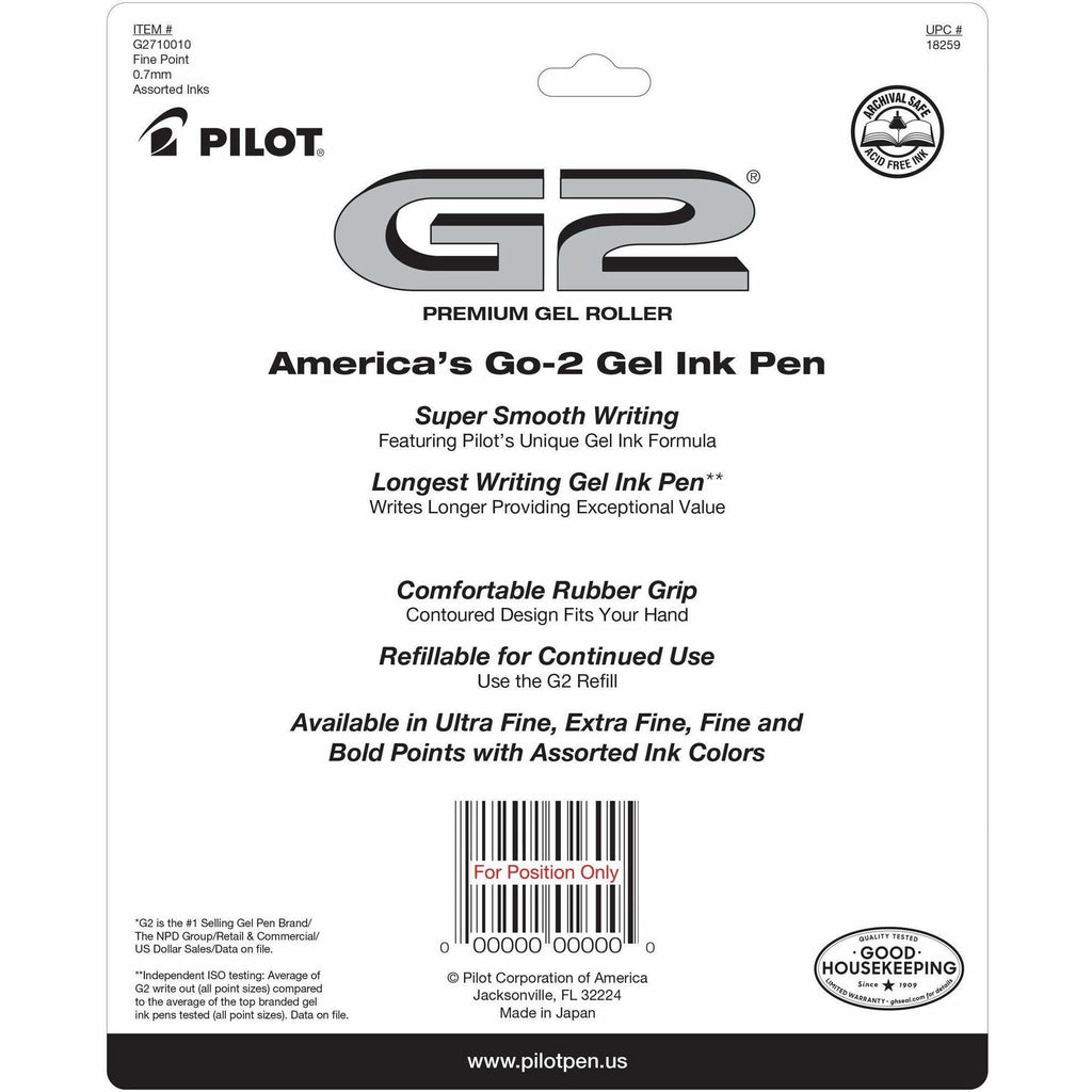 Pilot G2 Premium Retractable Gel Ink Pens Fine Point, Black and Blue Ink, 10 Count