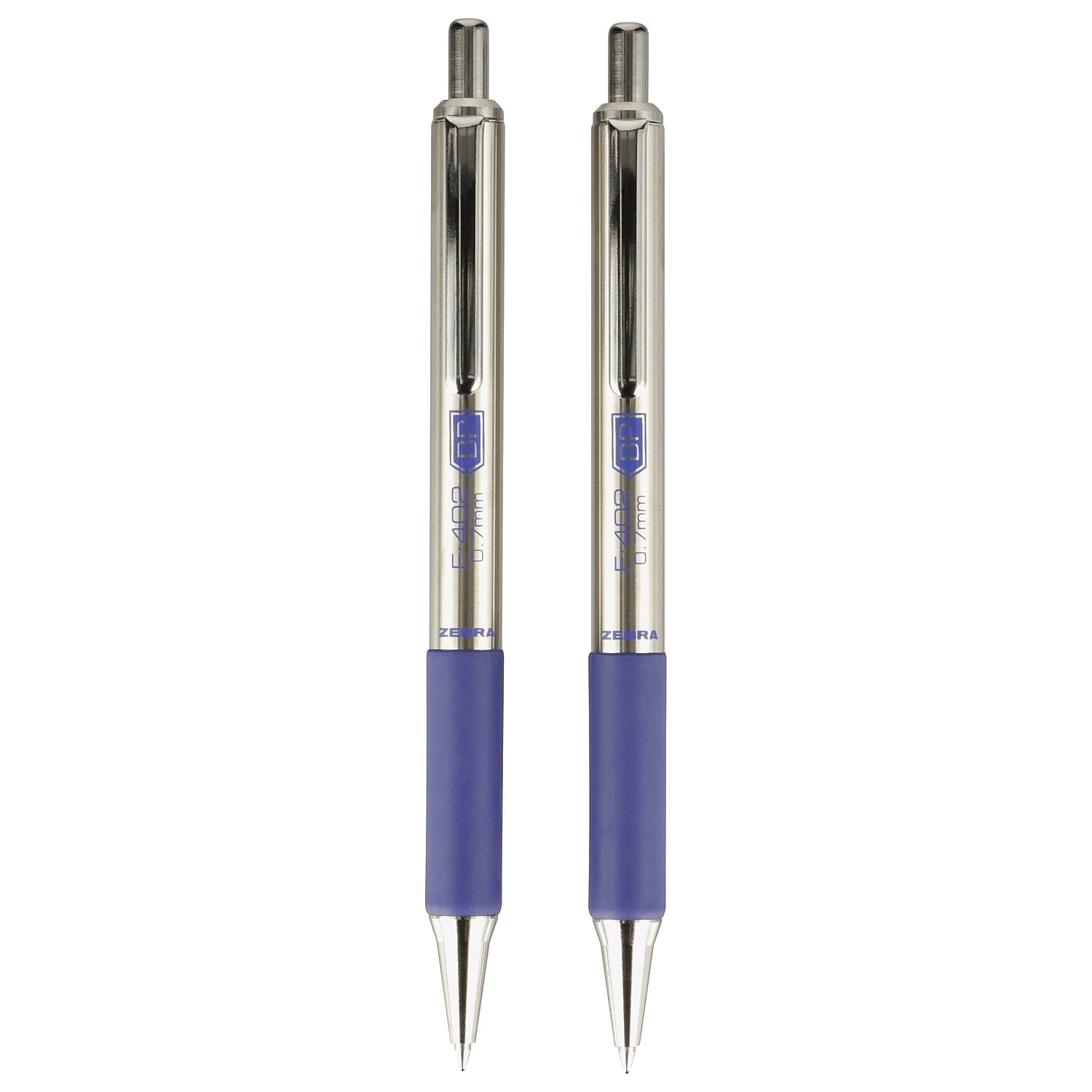 Zebra F-402 Ballpoint Retractable Pen Blue Ink Fine 2/Pack 29222