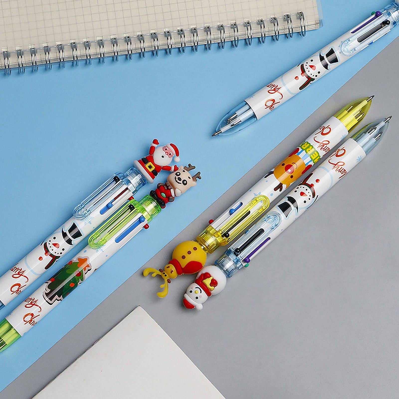 Christmas 6 Color Touch Ballpoint Pen Santa 6 Color Pen Random 0.5 inches in diameter
