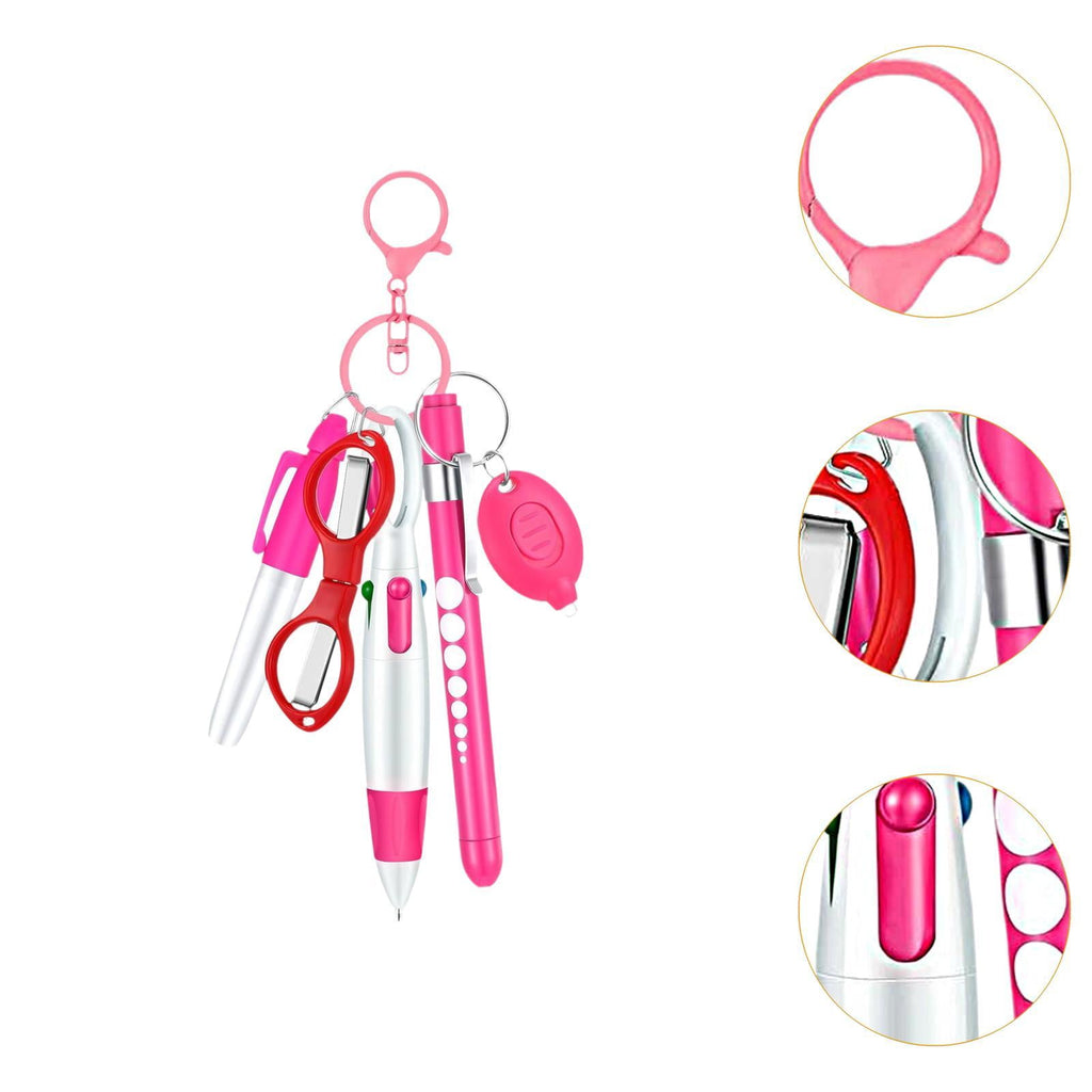 PETSOLA 6 Pieces Nurse Pen Set Party Favor Office Supplies Gift Retractable Ball Pen Pink