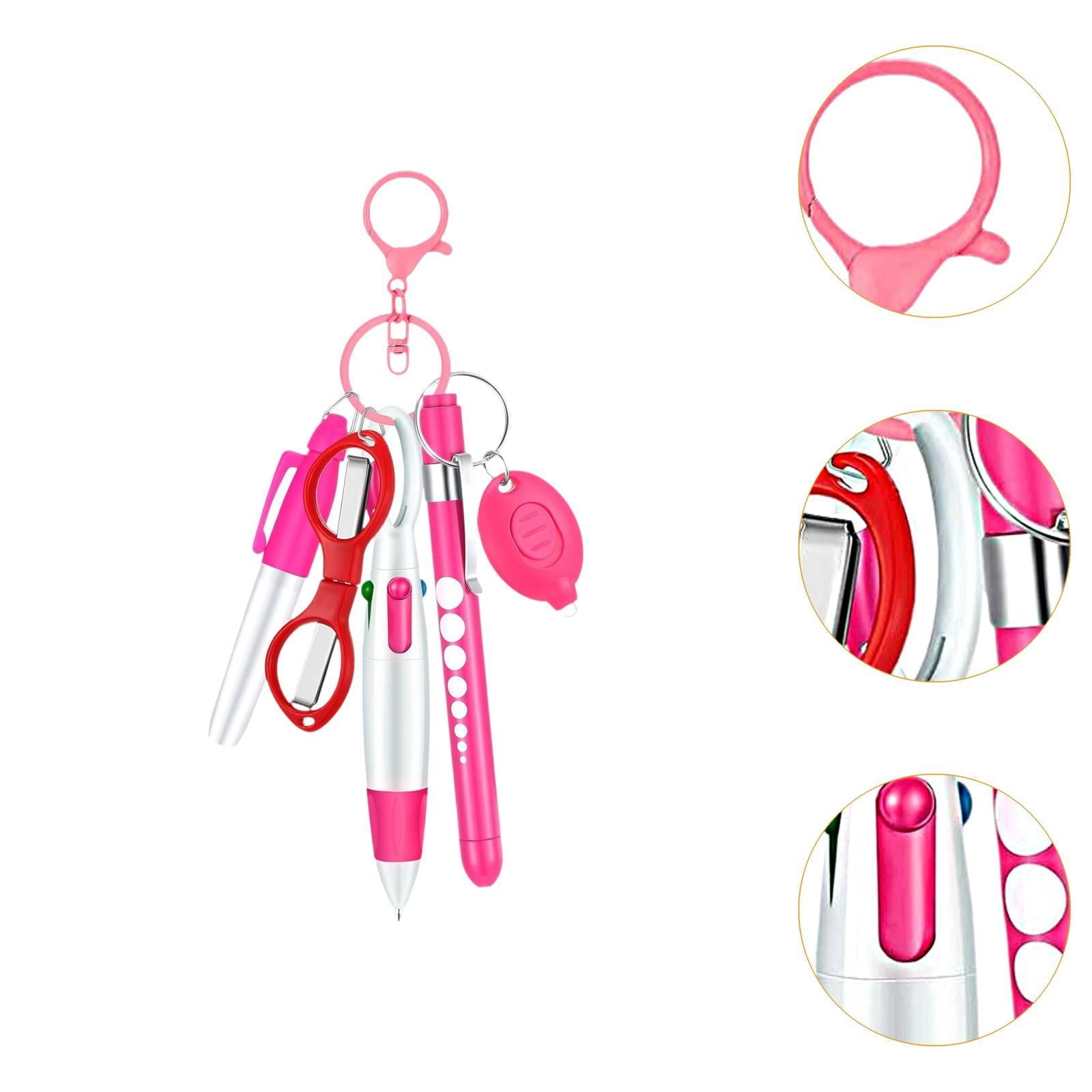 PETSOLA 6 Pieces Nurse Pen Set Party Favor Office Supplies Gift Retractable Ball Pen Pink