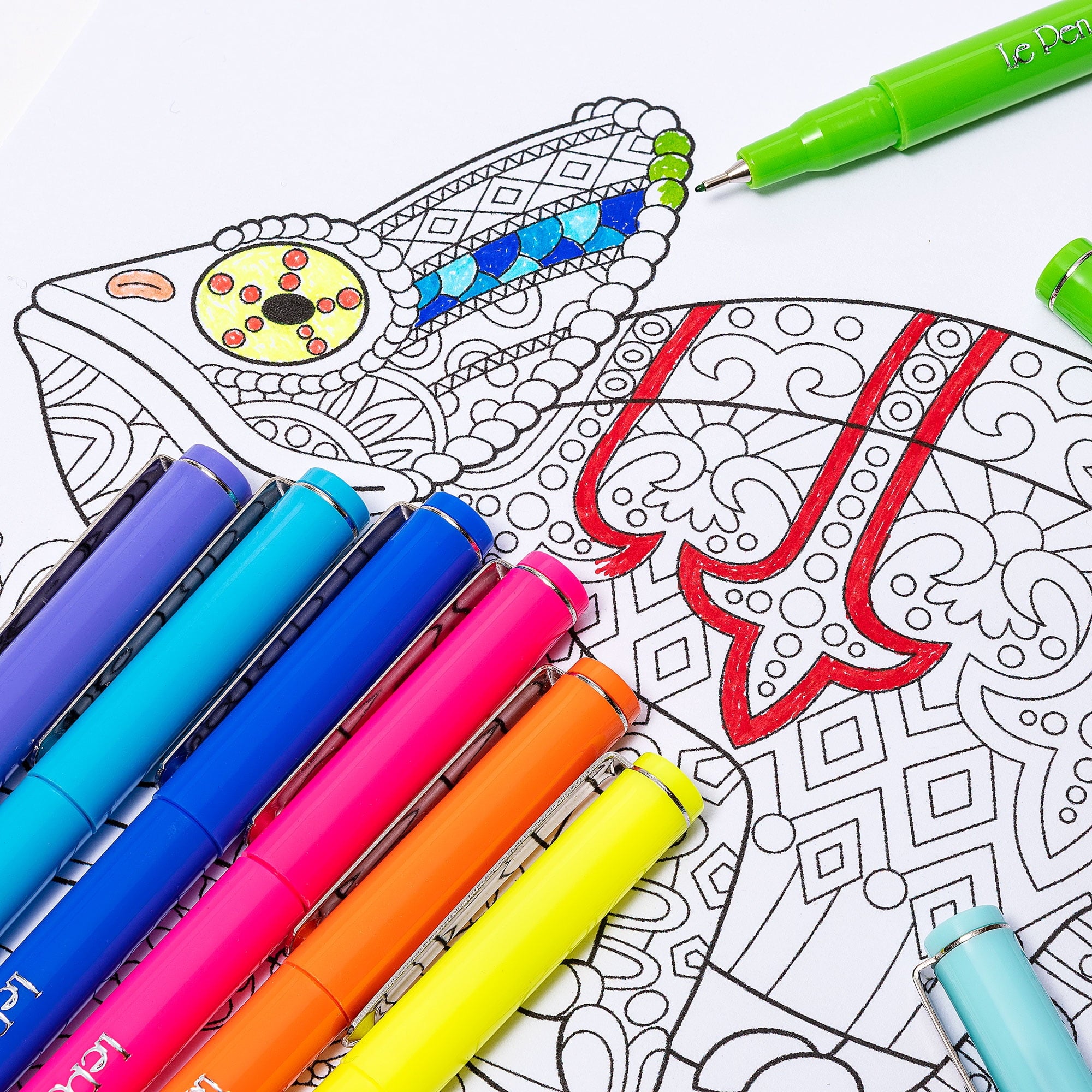 Le Pens Multicolor Set | 0.3mm Fine Point Pens | Smudge Proof Ink | All 30 Basic, Neon and Pastel Colors