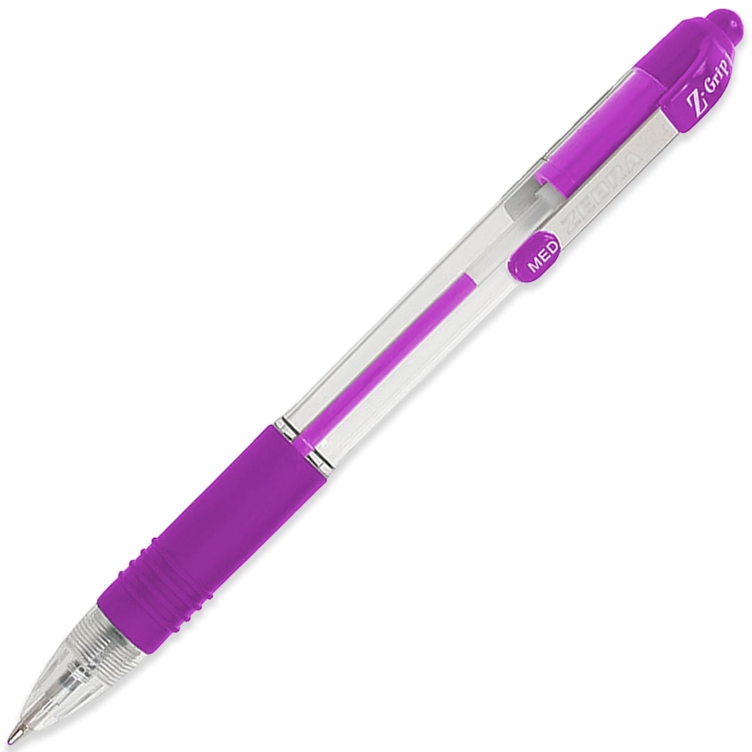 Zebra Z-Grip Retractable Ballpoint Pen - 1.0mm Nib - Economy Pack of 20 - Violet Ink