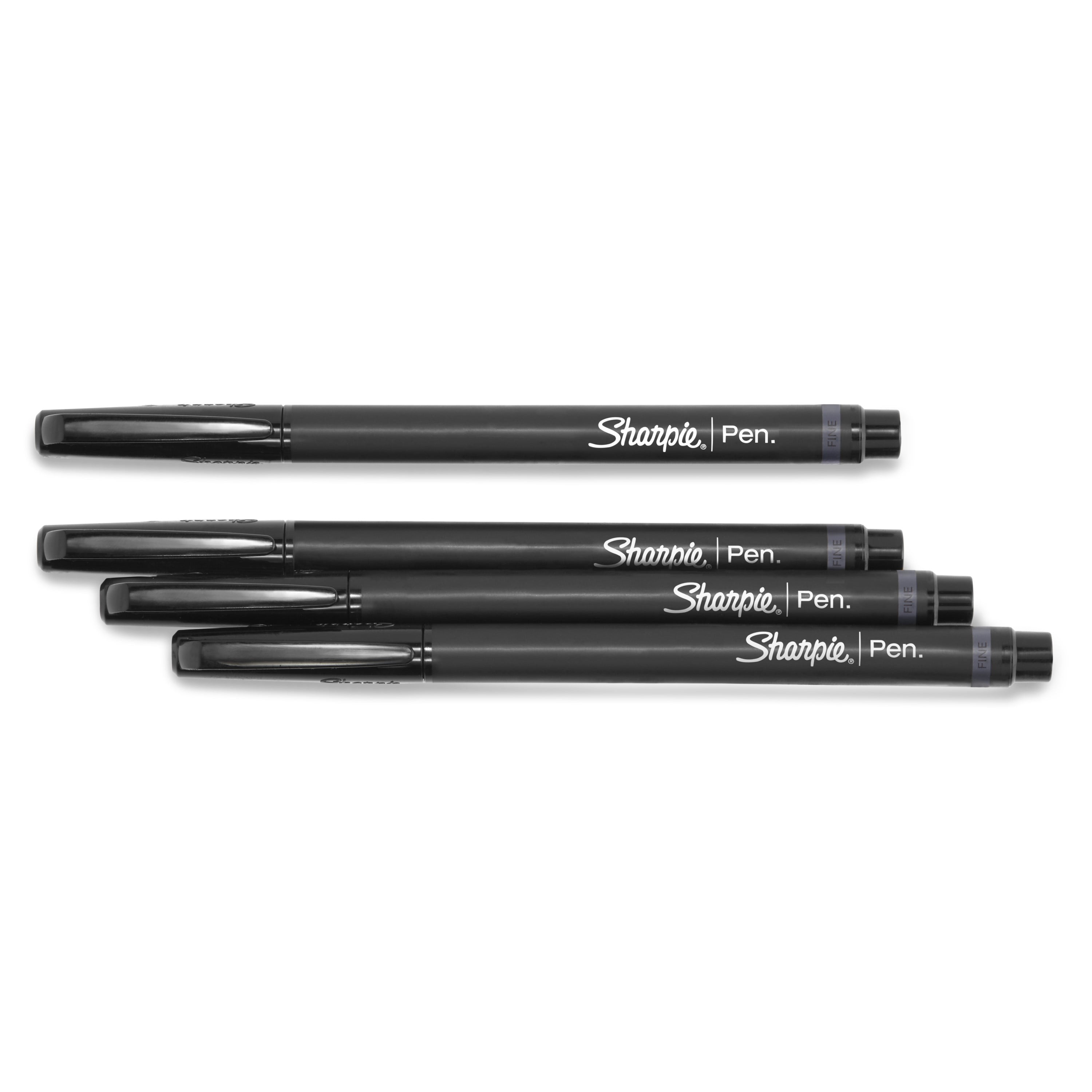 Sharpie Pens, Felt Tip Pens, Fine Point (0.4mm), Black, 4 Count