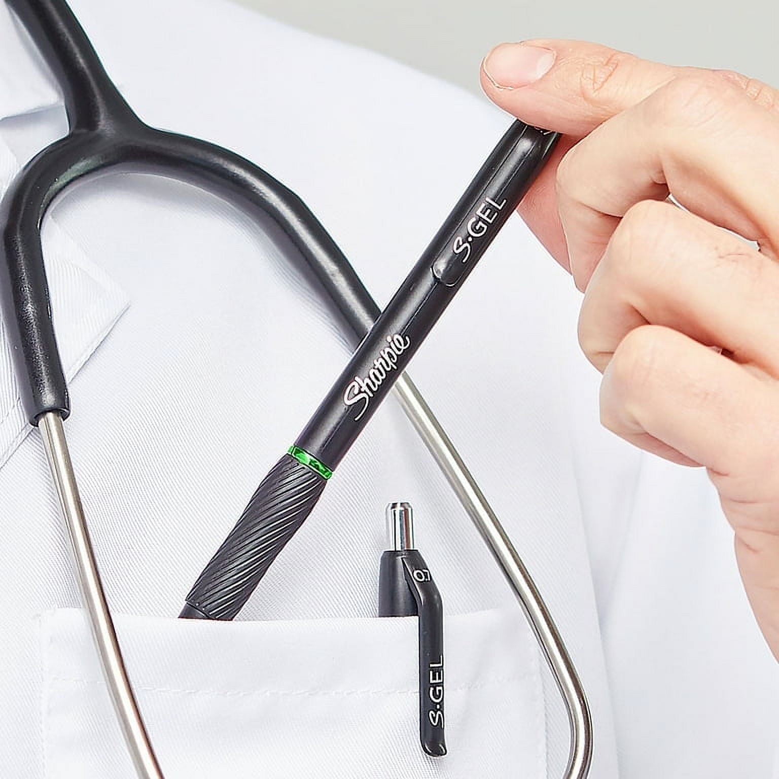 Sharpie S-Gel Pen, Retractable, Medium 0.7mm, Black Ink, 2 Count