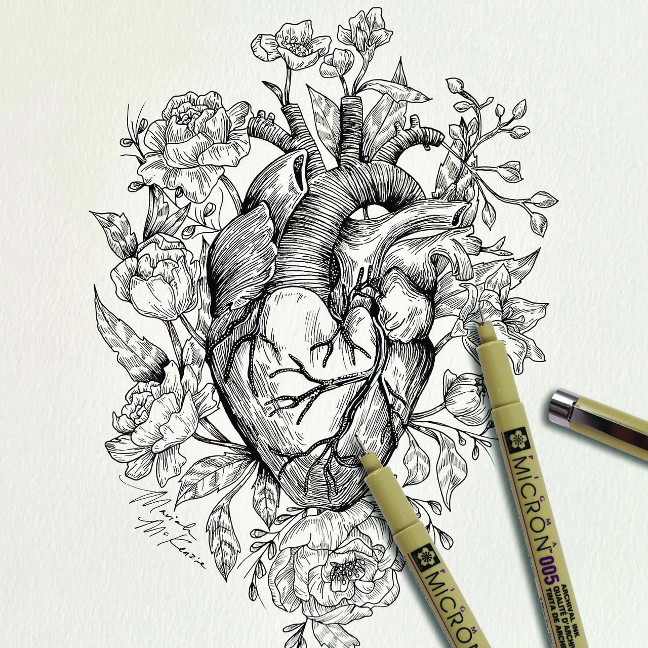 Sakura Pigma Micron Fine Liner Pen Set, Archival Black Ink, 4 Pen Tip Sizes 03, 05, 08, 10