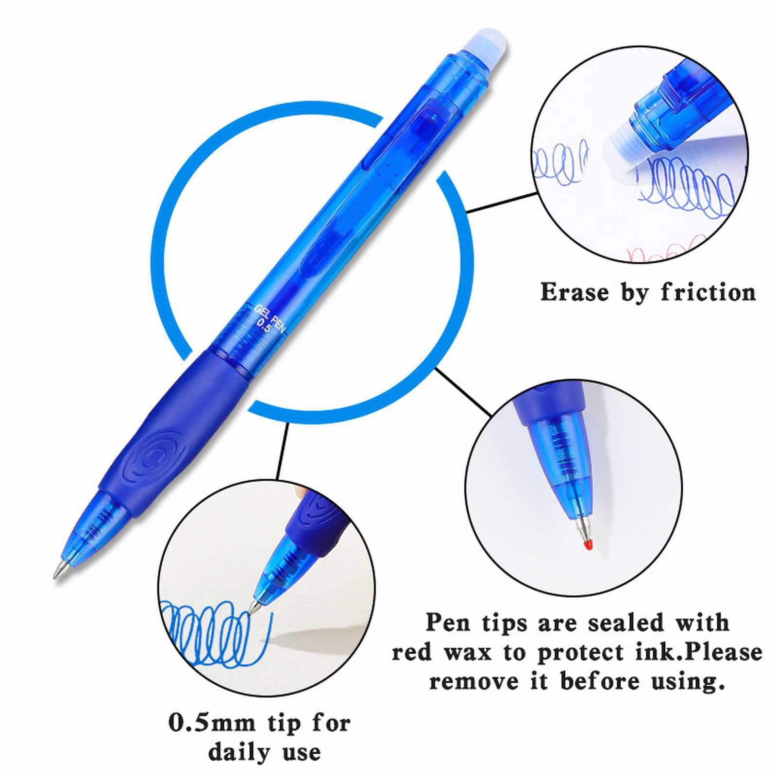 1-Pack Erasable Gel Pens | Retractable Click Design | 0.5mm Fine Point | Comfort Grip | for Writing, Drawing & Sch_ool/Office Use, Blue