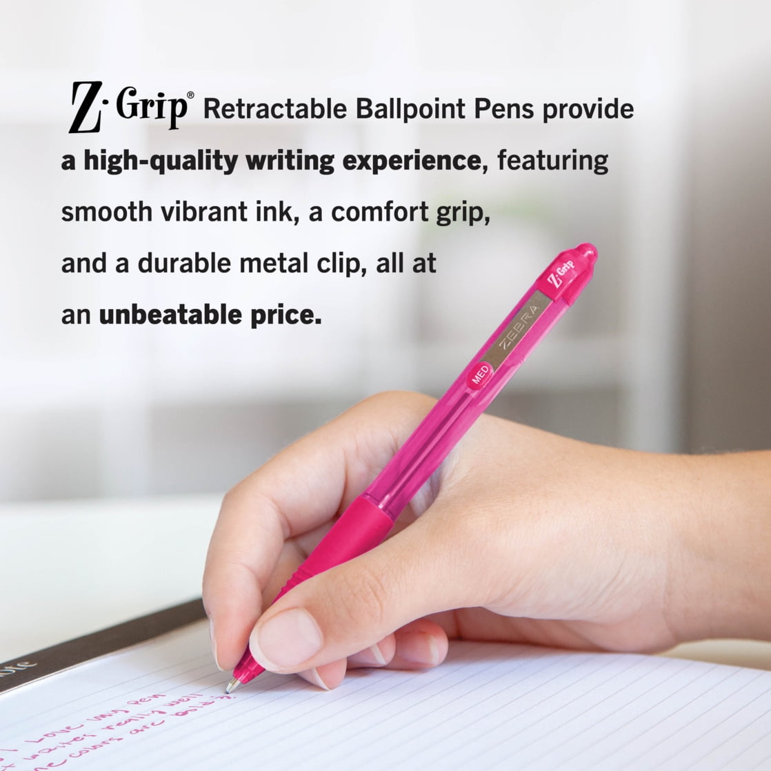 Zebra Z-Grip Retractable Ballpoint 1.0mm Fashion Assorted 7pk