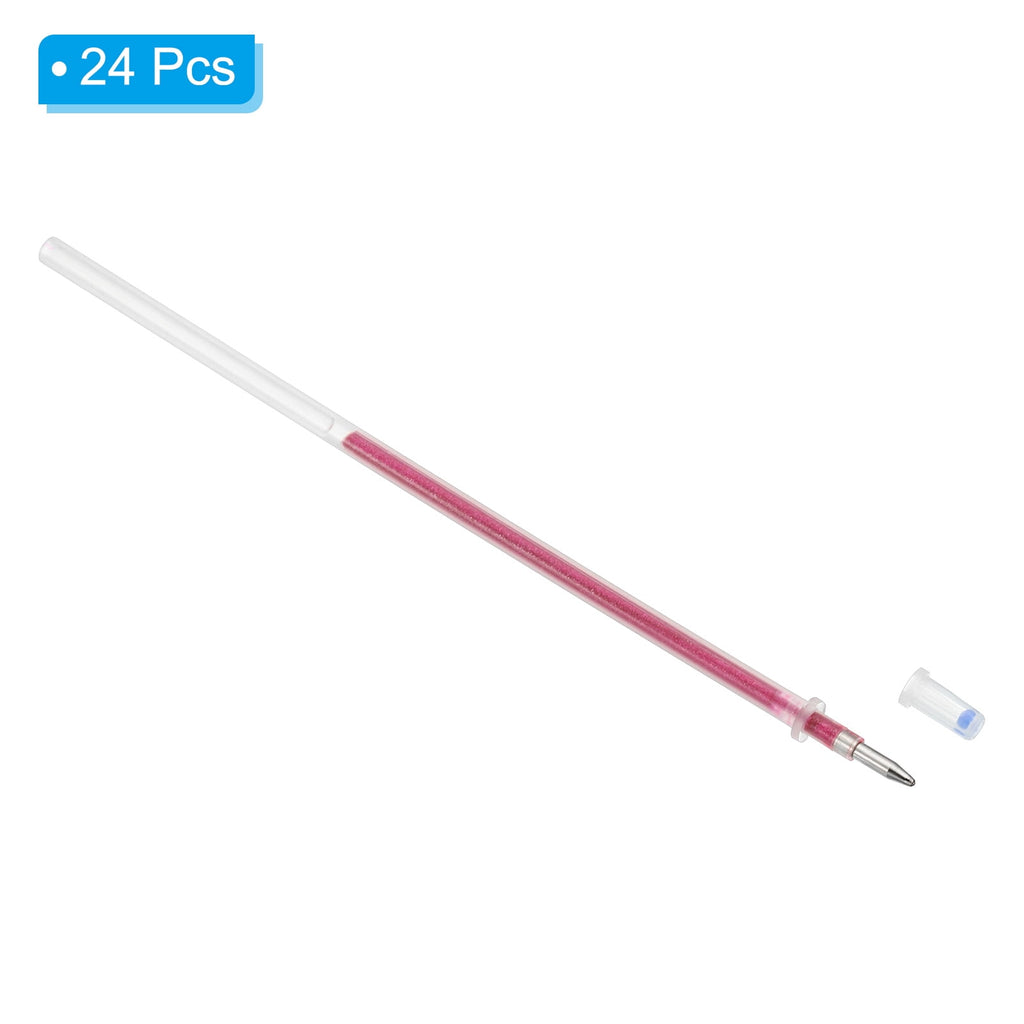 Uxcell 1mm Gel Pens Refills, 24 Pack Sparkle Metallic Ink Bold Point for Adults Coloring Books  , Rose Red