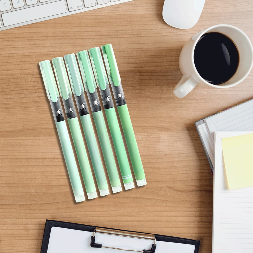 WKSCLPAI Gel Ink Pen with Direct Liquid Filling 6 Pcs High Capacity Ink Pen 0.5mm Anti-fall Bullet-Shaped Nib Smooth Writing for Journaling Office Exam Student Pen Business Signature Green