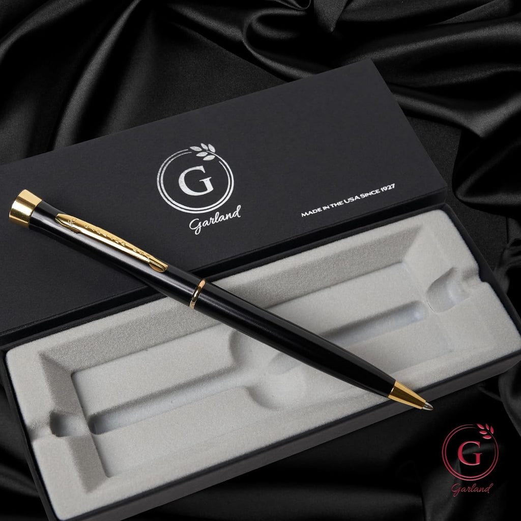 Garland Luxury Metal Twist Pen, Black with Gold Finish, Made in USA, Gift Box, Refillable