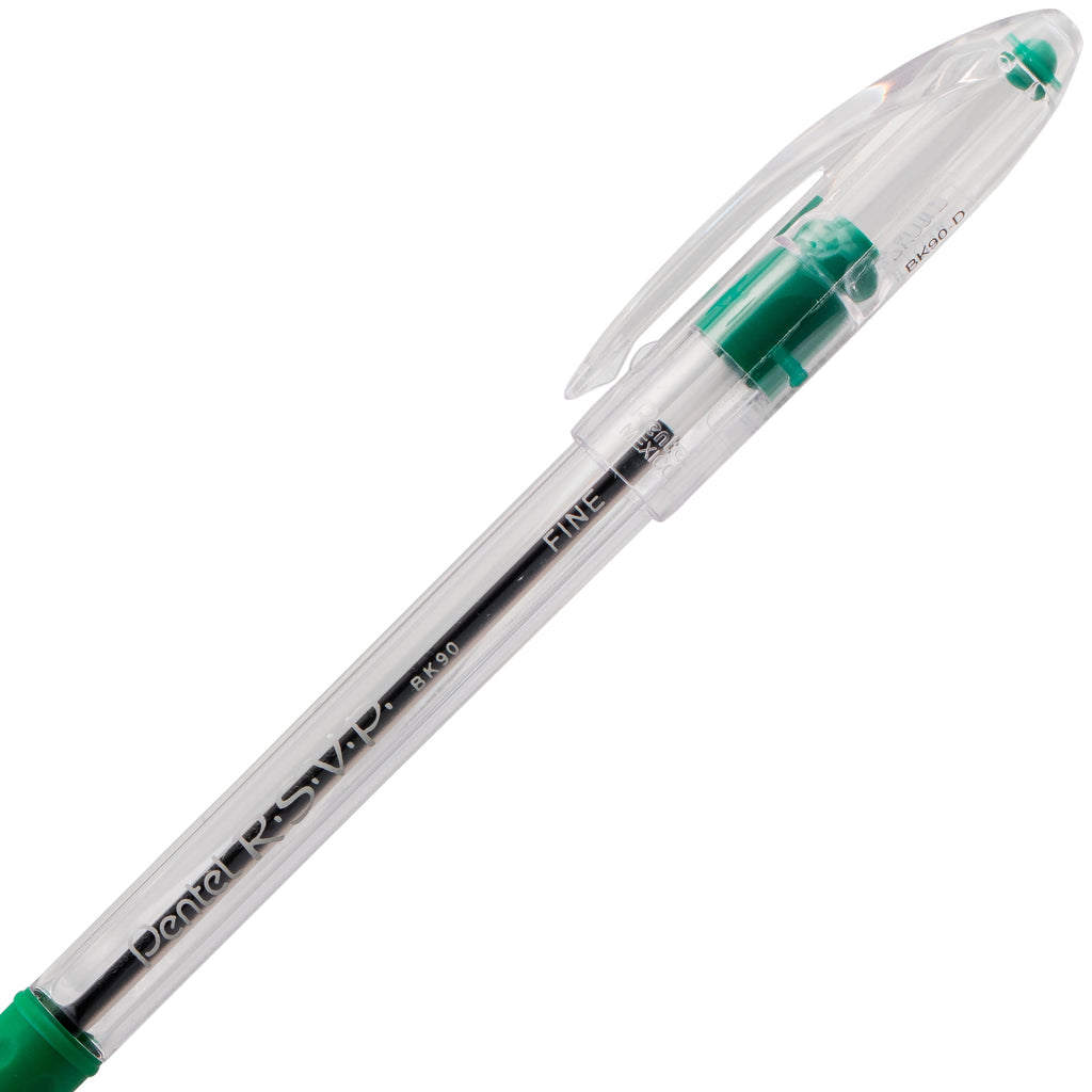 Pentel RSVP Ballpoint Pen, (0.7mm) Fine Line, Green Ink